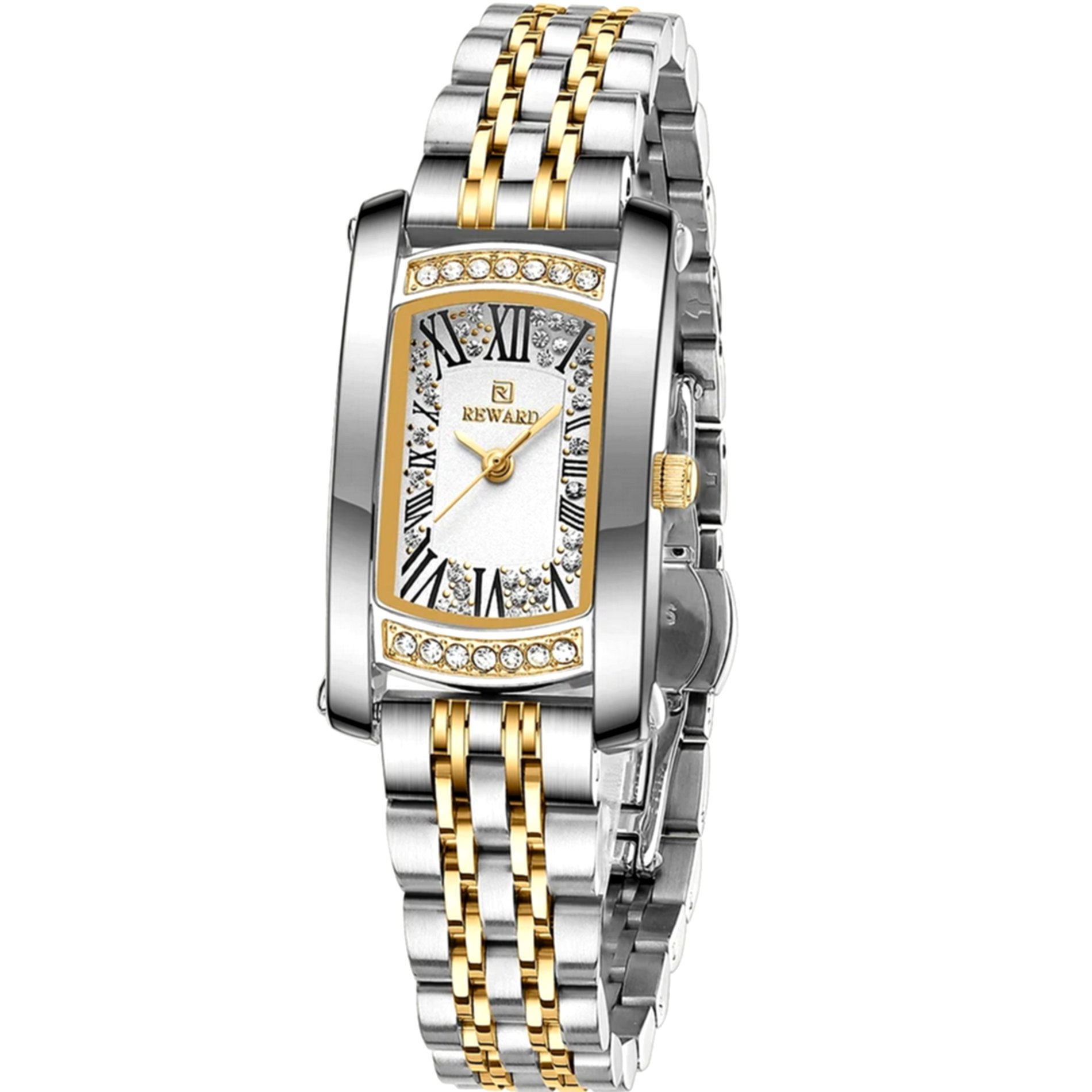 Relogio de pulso feminino a prova dagua com mostrador strass elegante