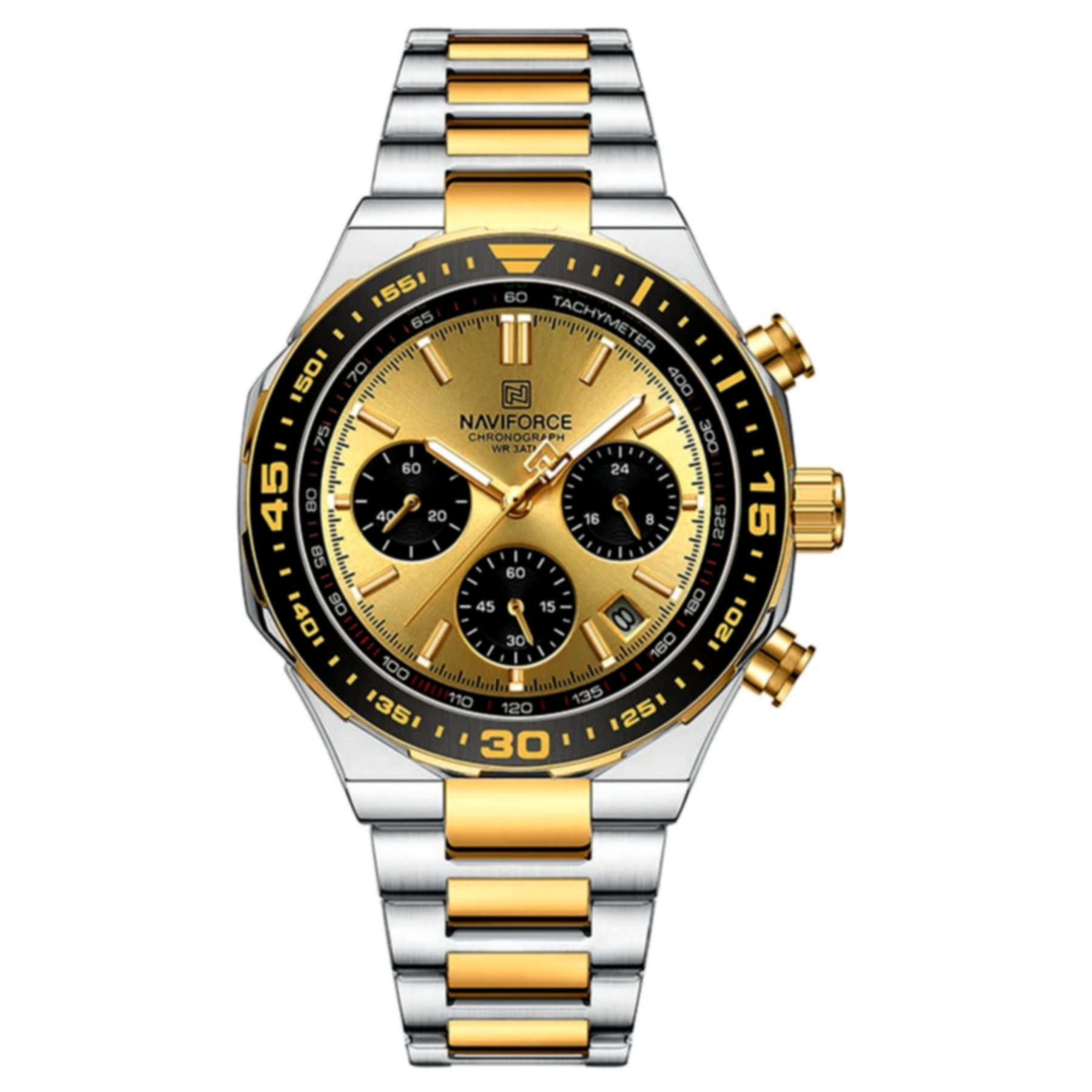 Relogio Masculino Multifuncional A Prova dAgua Luxuoso Pulseira de Aco Inoxidavel