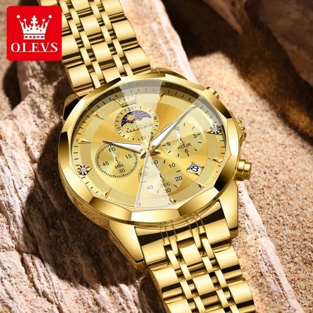 Relogios Classicos,  com Espelho em Forma de Losango, a Prova dAgua Dourado 2
