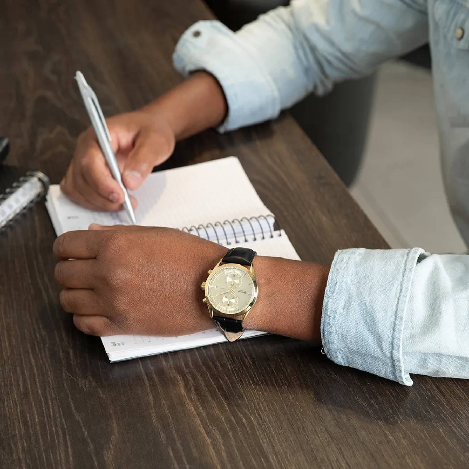 Relógio Seculus Cronógrafo 77307GPSVDC2 Vidro Abaulado Couro Dourado Dourado 2