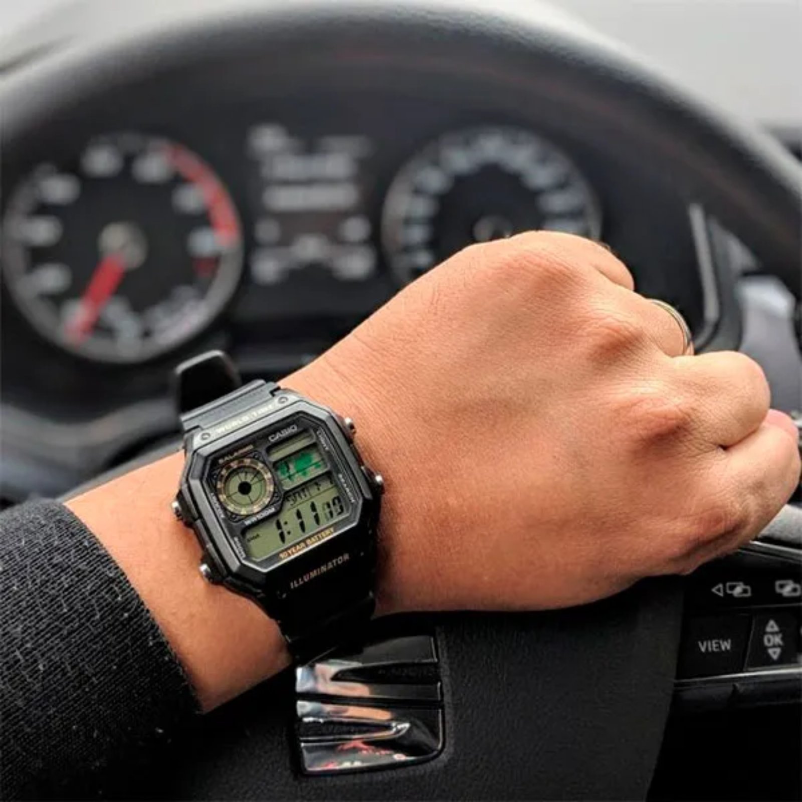 Relógio Casio Standard AE-1200WH-1BVDF World Time Bateria 10 Anos Preto 3