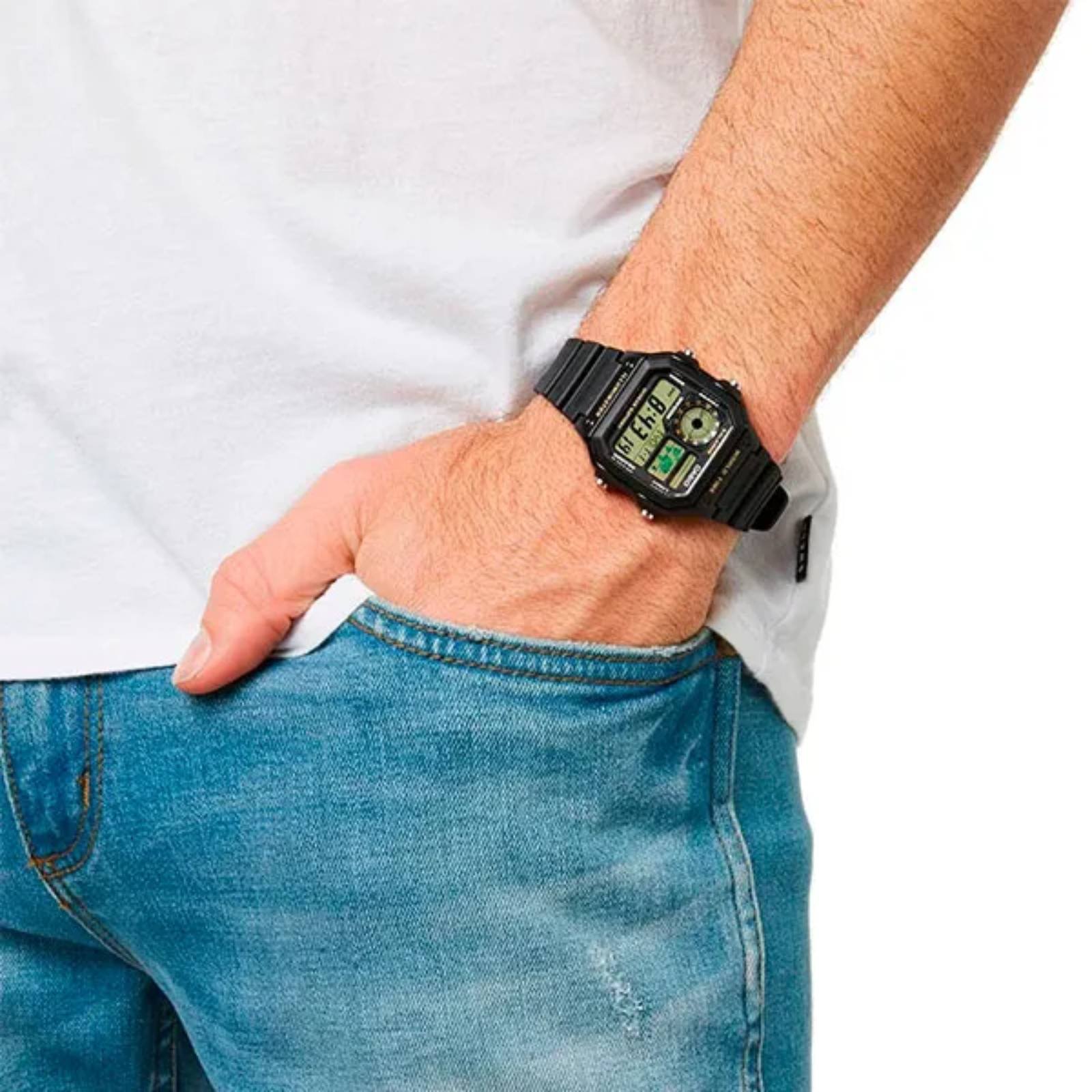 Relógio Casio Standard AE-1200WH-1BVDF World Time Bateria 10 Anos Preto 4