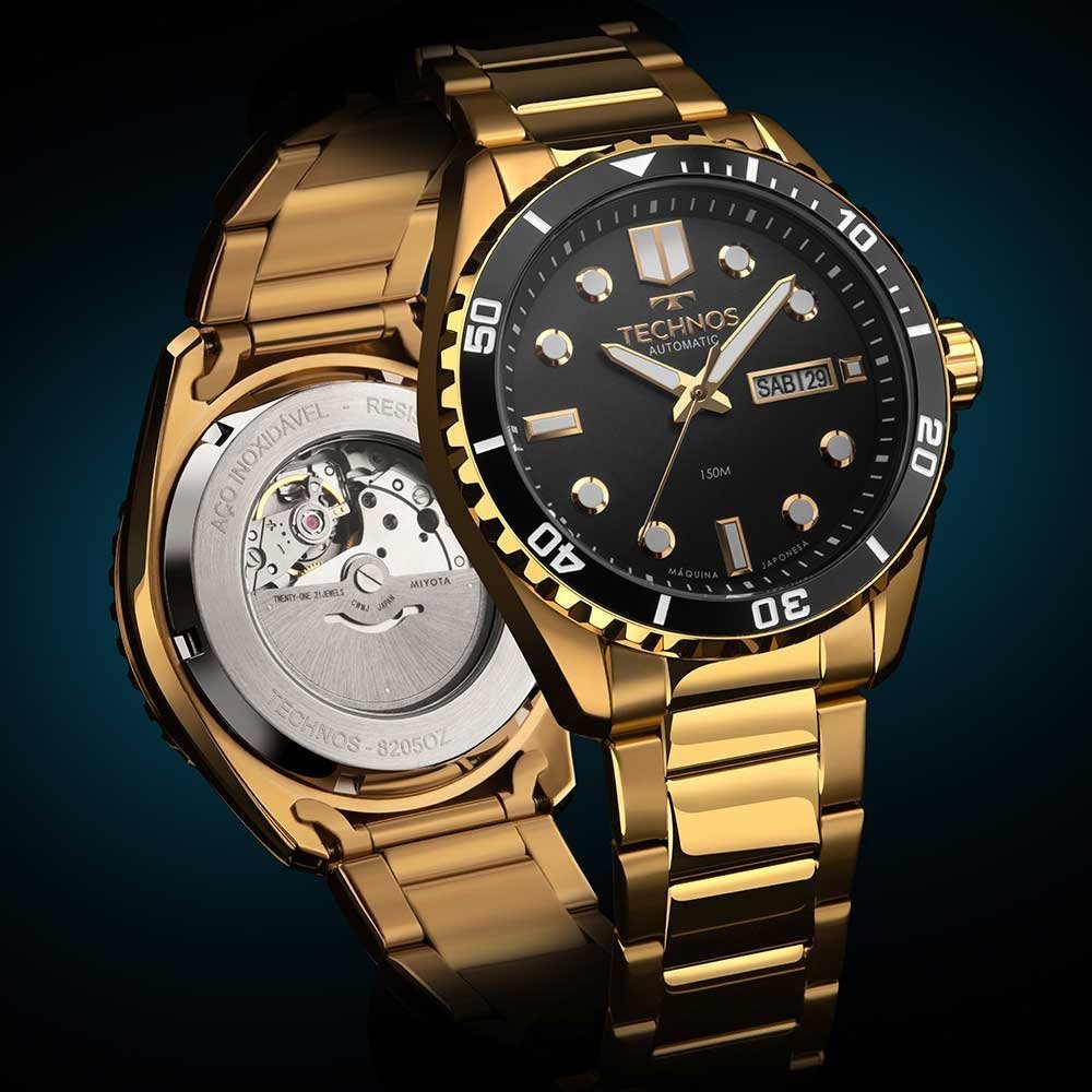 Relógio Technos Diver Automático 8205OZ/1P Dourado Dourado 3