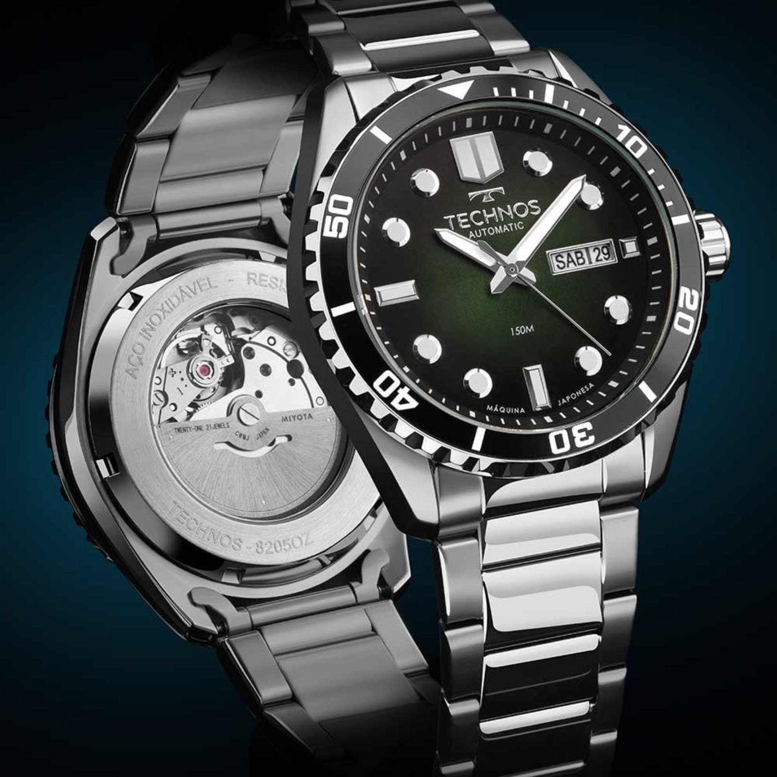 Relógio Technos Diver Automático 8205OX/1V Prata 3
