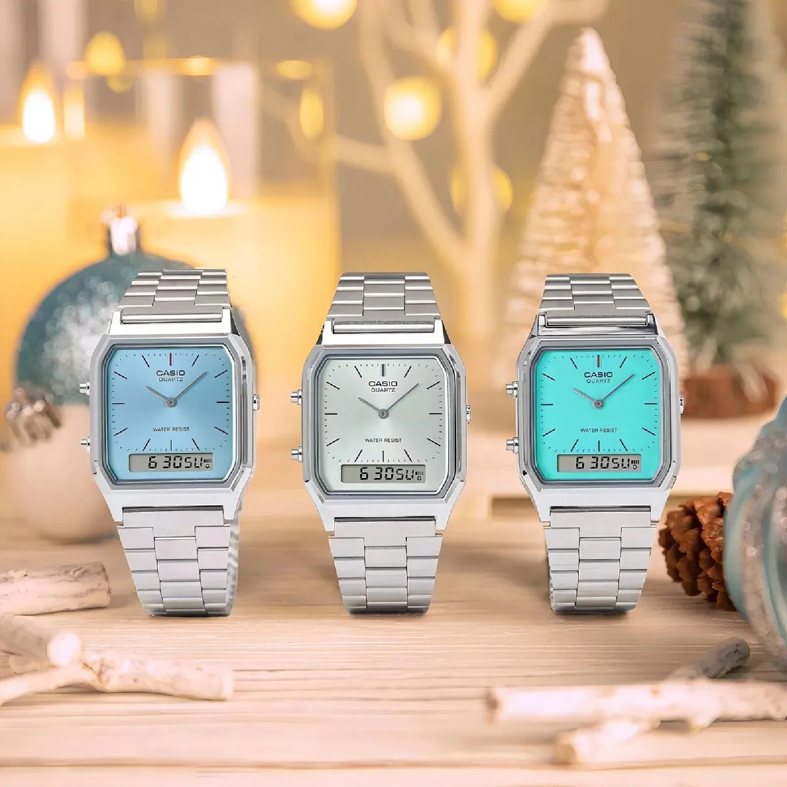 Relógio Casio Vintage AQ-230A-2A1MQYDF Prata e Azul Prata 6