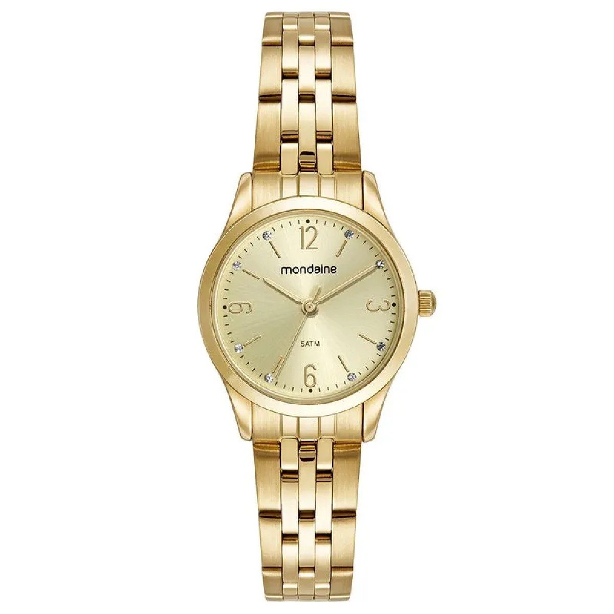 Kit Relógio Mondaine Dourado com Colar e Brincos 32720LPMKDE1K1