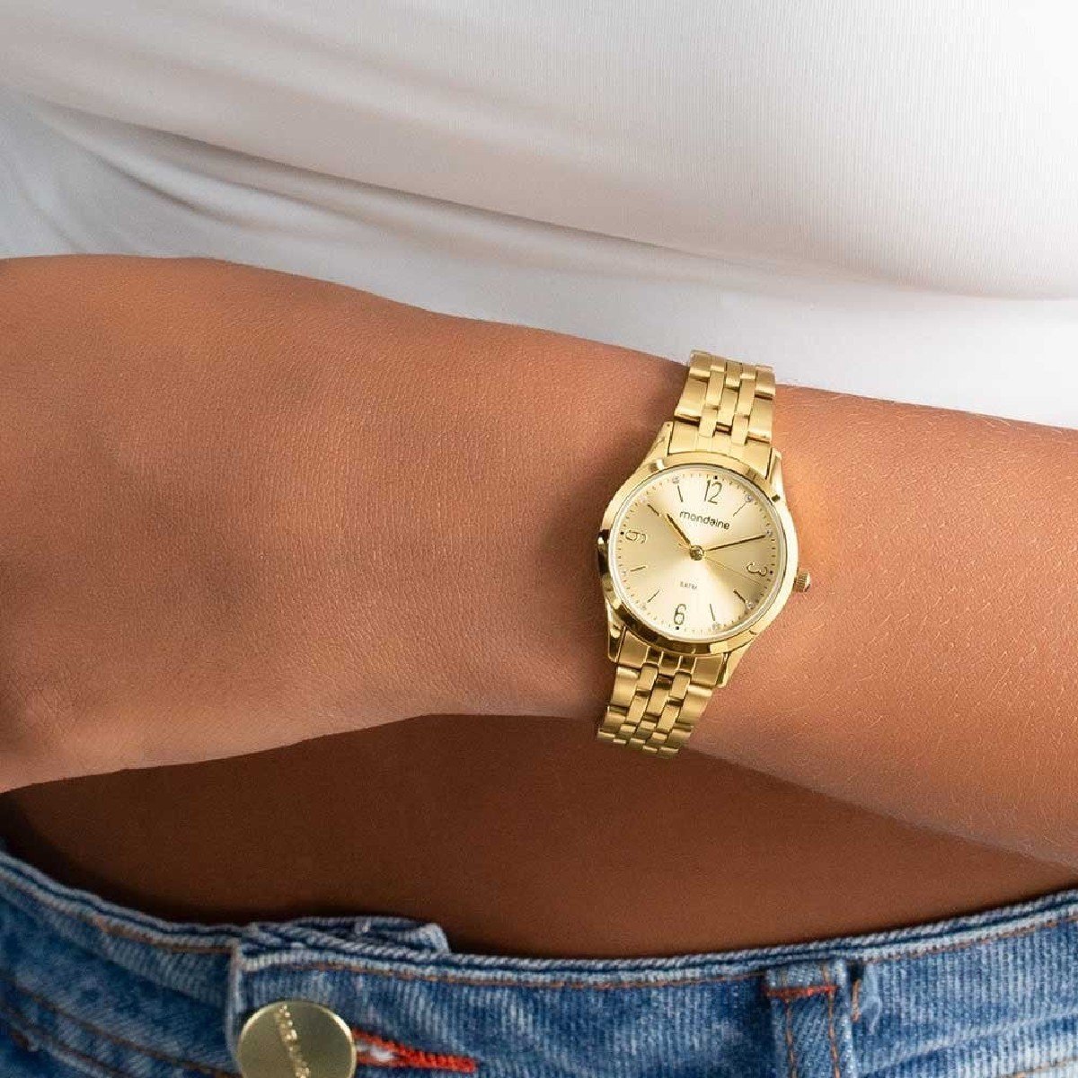 Kit Relógio Mondaine Dourado com Colar e Brincos 32720LPMKDE1K1 Dourado 2