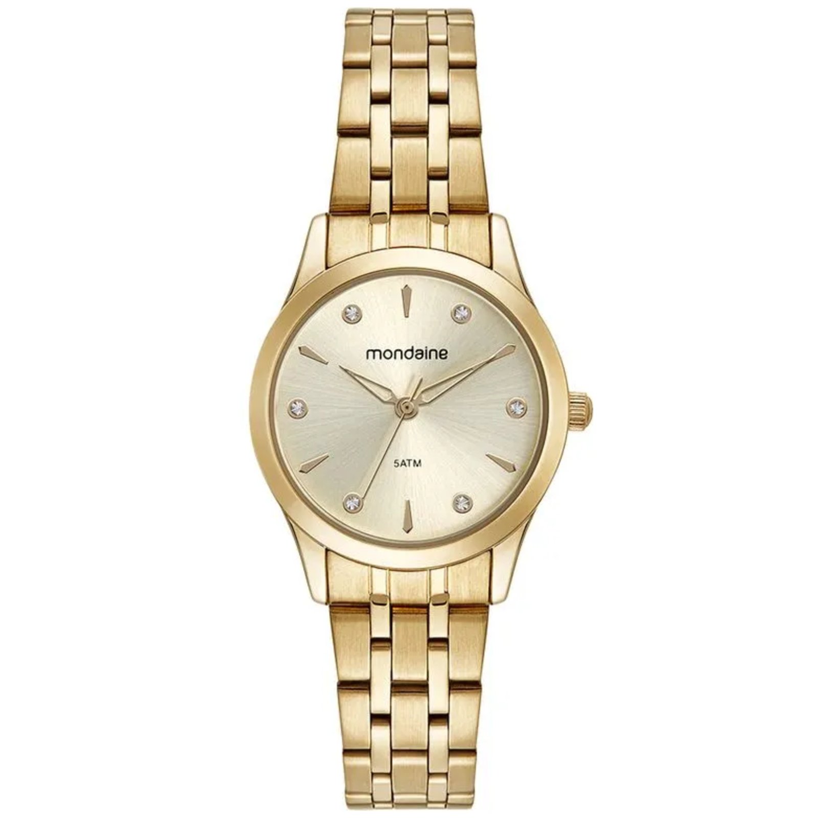 Kit Relógio Mondaine Dourado com Colar e Brincos 32610LPMKDE1K1