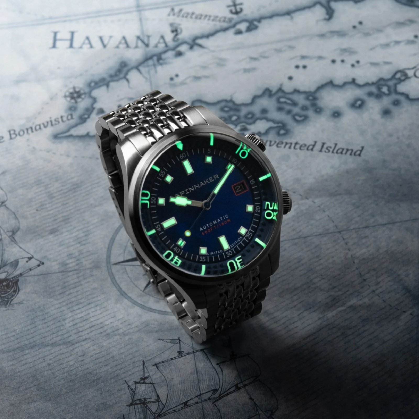 Relógio Spinnaker Bradner Pearl Diver Automático Edição Limitada Indigo Mirage SP-5158-33 Azul 9