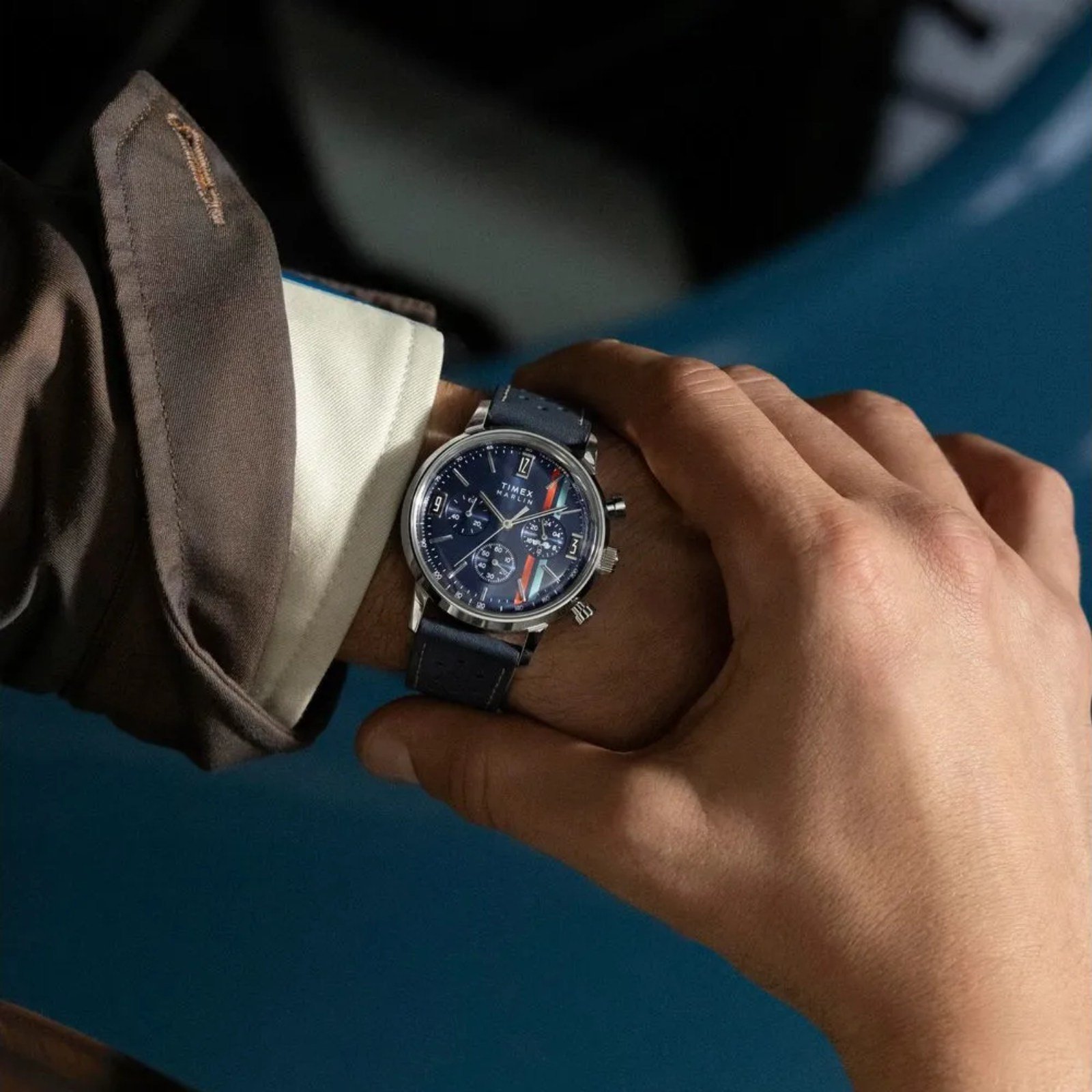 Relógio Timex Marlin® Tachymeter Cronógrafo TW2W99000 Azul 2