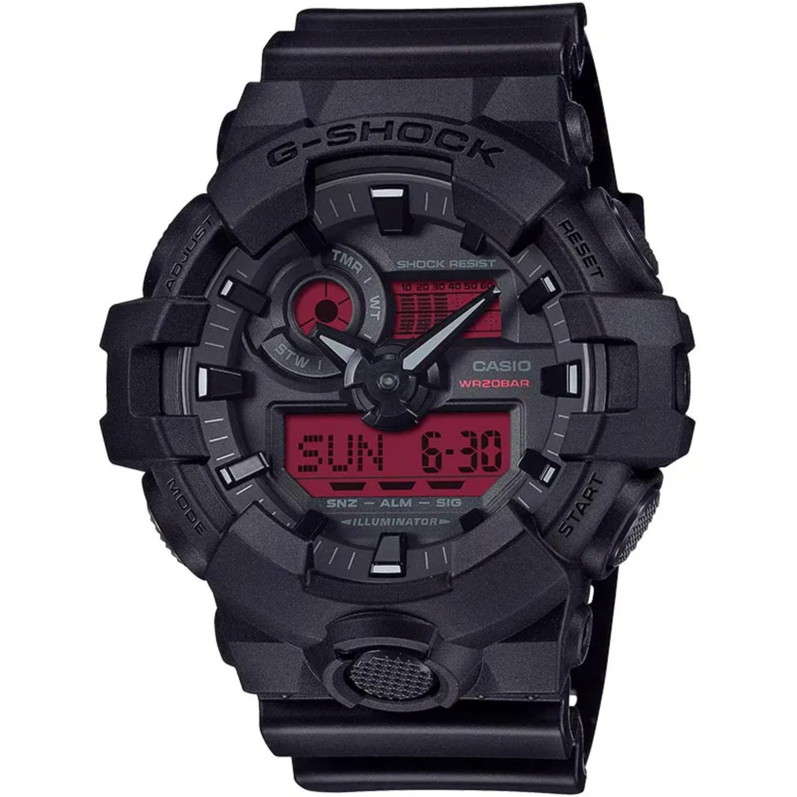 Relógio Casio G-Shock GA-700BBR-1ADR Black and Bold Red Preto