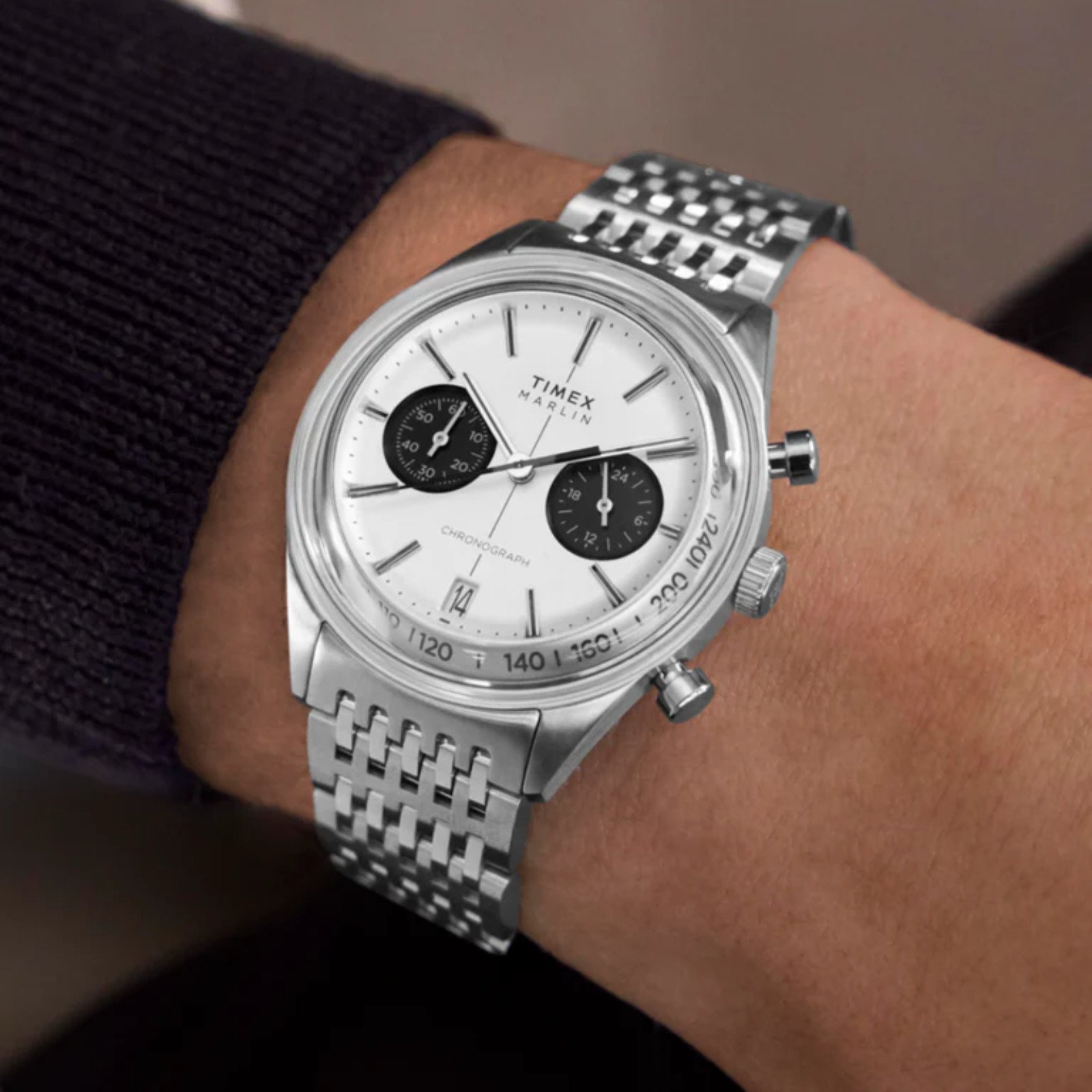 Relógio Timex Marlin® Jet Quartz Cronograph TW2Y24600 Panda Prata 2