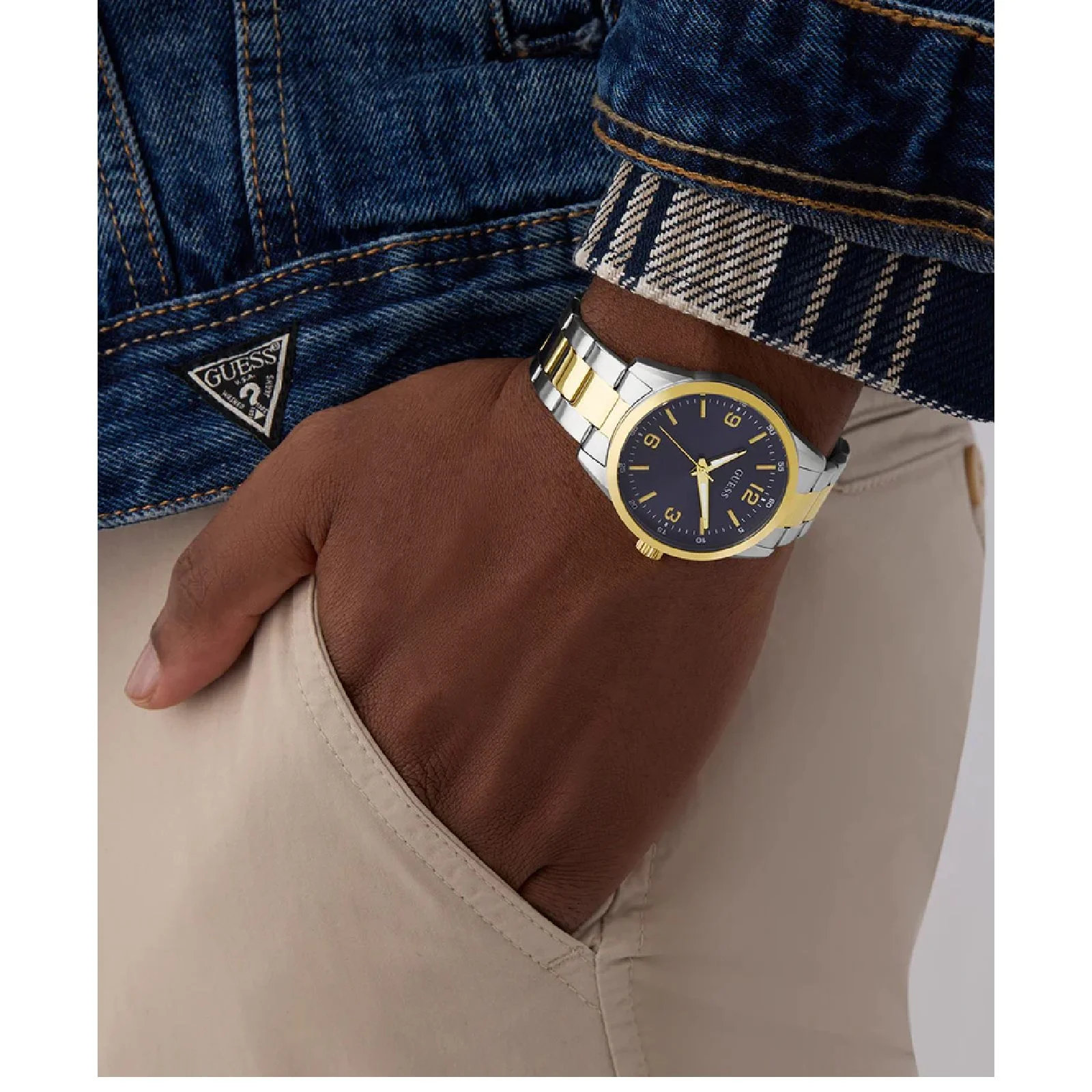 Relógio Guess Masculino Easton GW0965G4 Bicolor Prata/Dourado 3