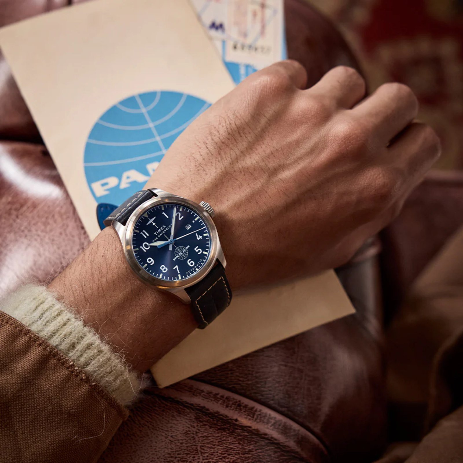 Relógio Timex Waterbury Ace Pan Am® Automatic TW2Y38800 Azul 2