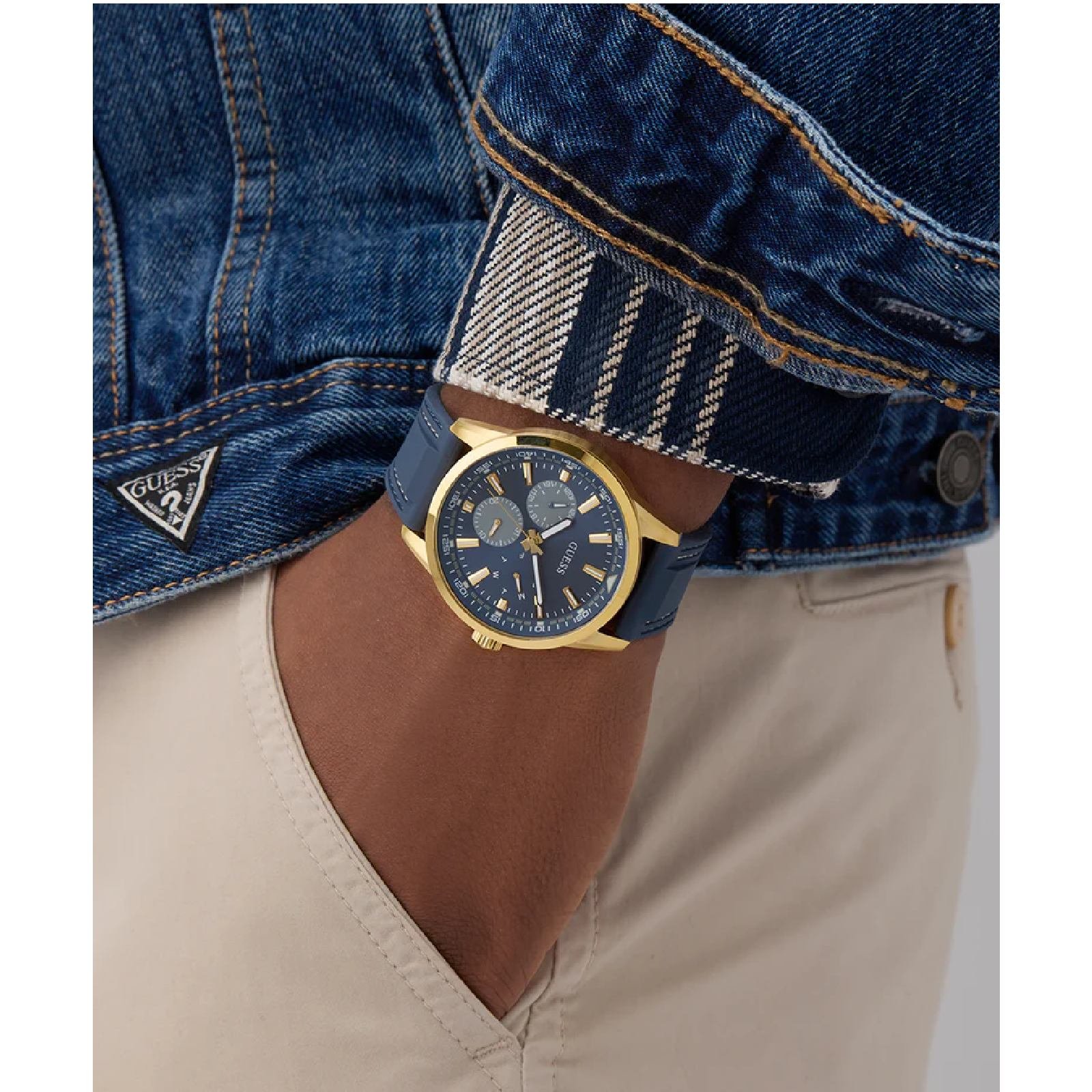 Relógio Guess Masculino Peak GW0964G2 Azul Dourado 4