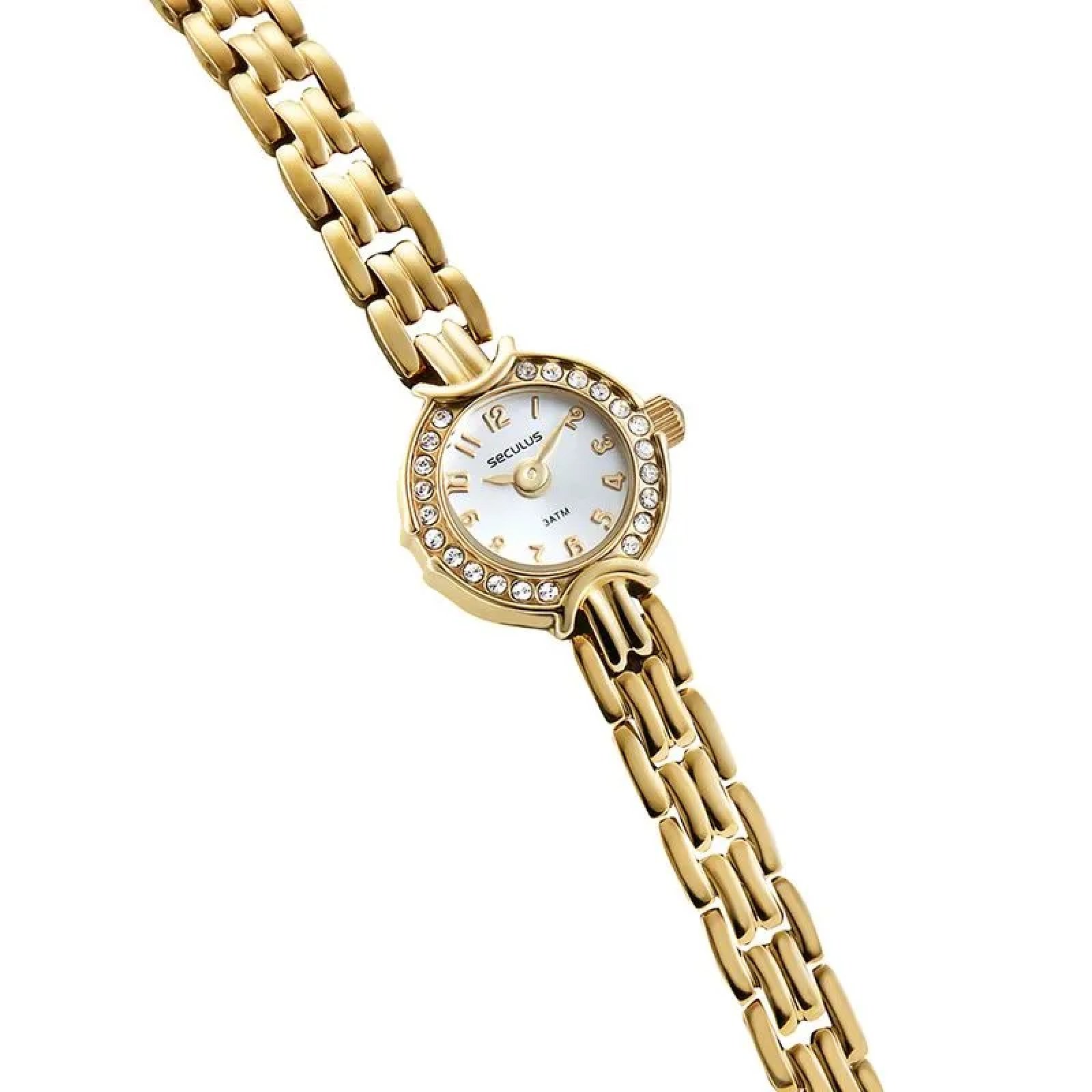 Relógio Seculus Feminino Cristais Mini 20091LPSVDA2 Dourado 3