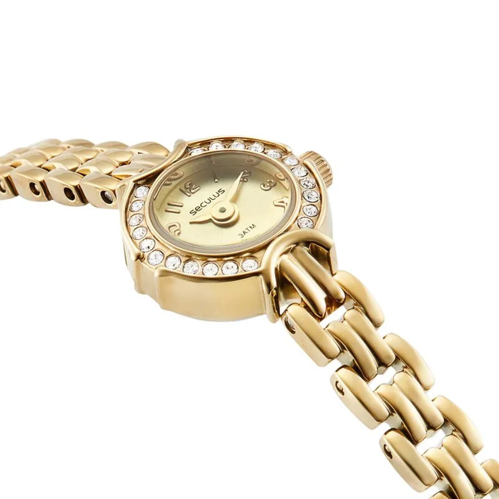 Relógio Seculus Feminino Cristais Mini 20091LPSVDA3 Dourado 3