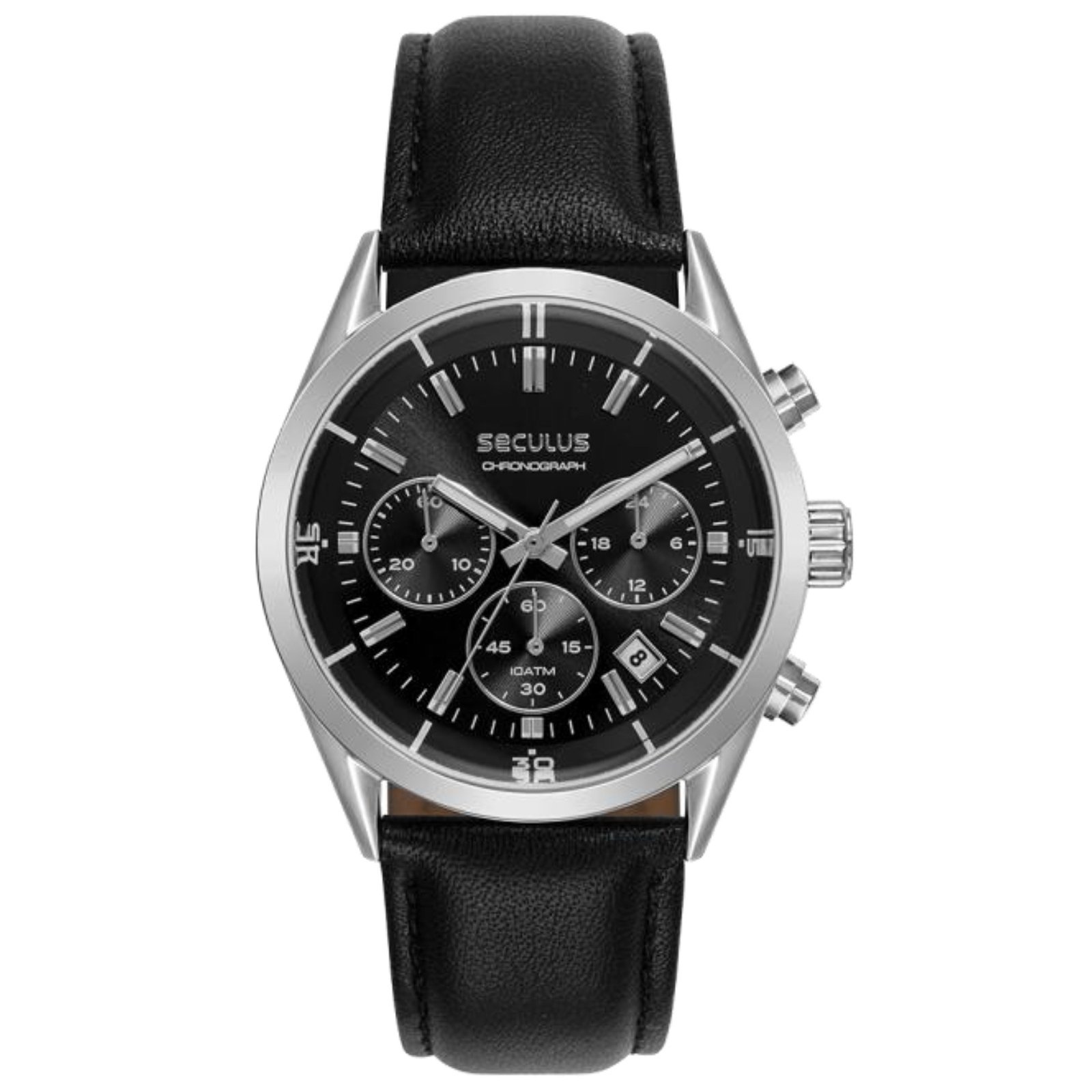 Relógio Seculus Cronógrafo 77339G0SVNC1 Vidro Abaulado Preto 1