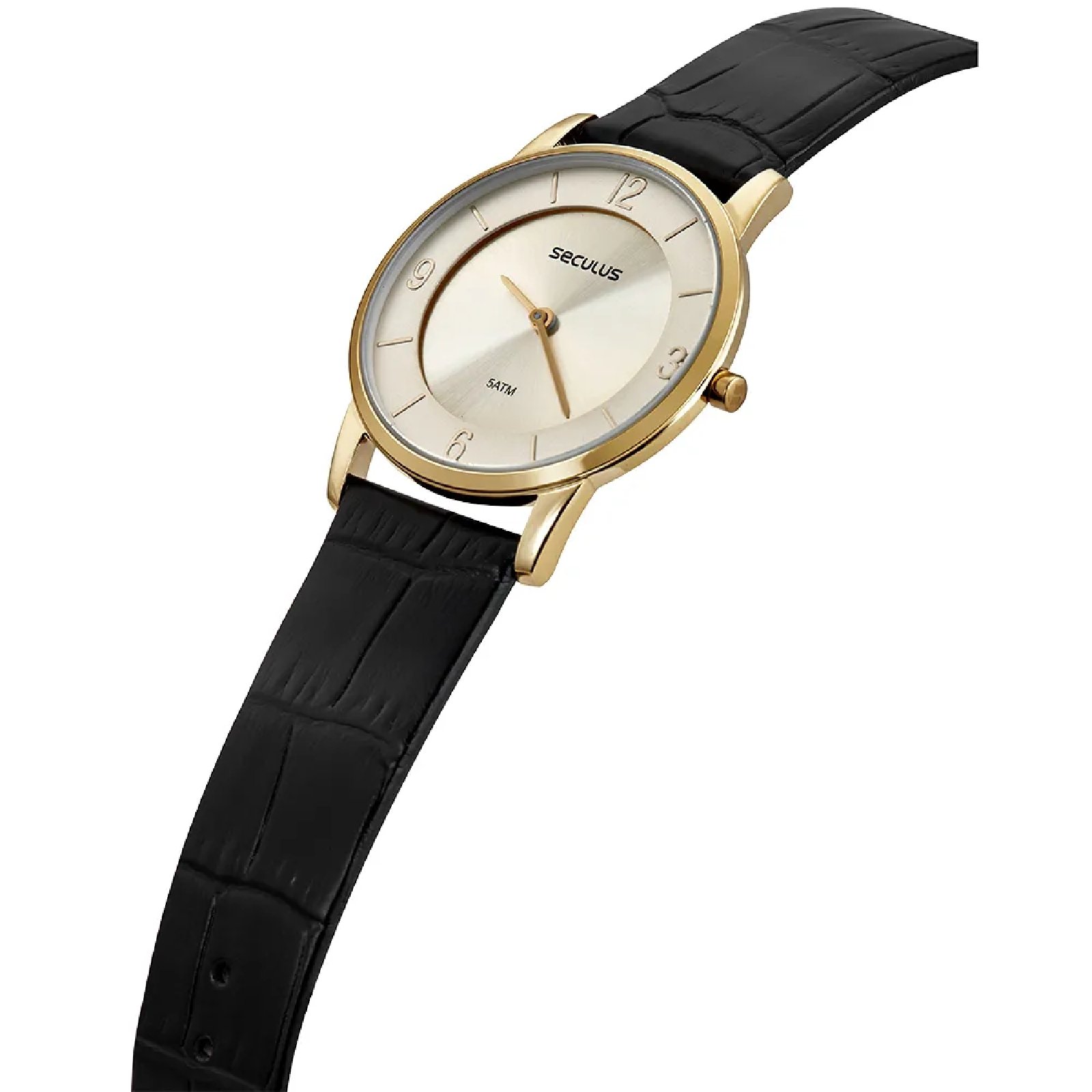 Relógio Masculino Seculus Slim 23724GPSVDC2 Couro Crocodilo Dourado 3