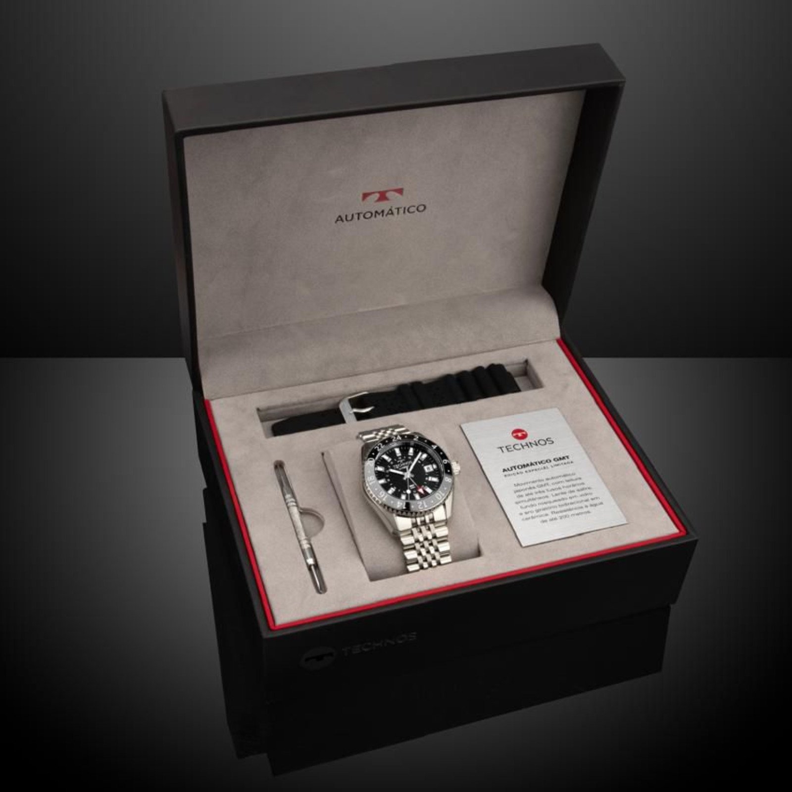 Relógio Technos Diver Automatico GMT NH34AA/T1P Prata Prata 6