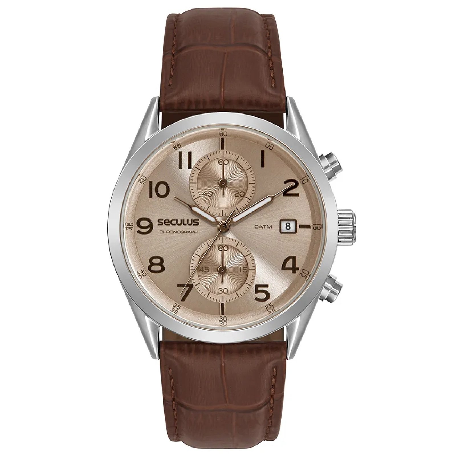 Relógio Seculus Clássico 77338G0SVNC1 Couro Crocodilo Marrom