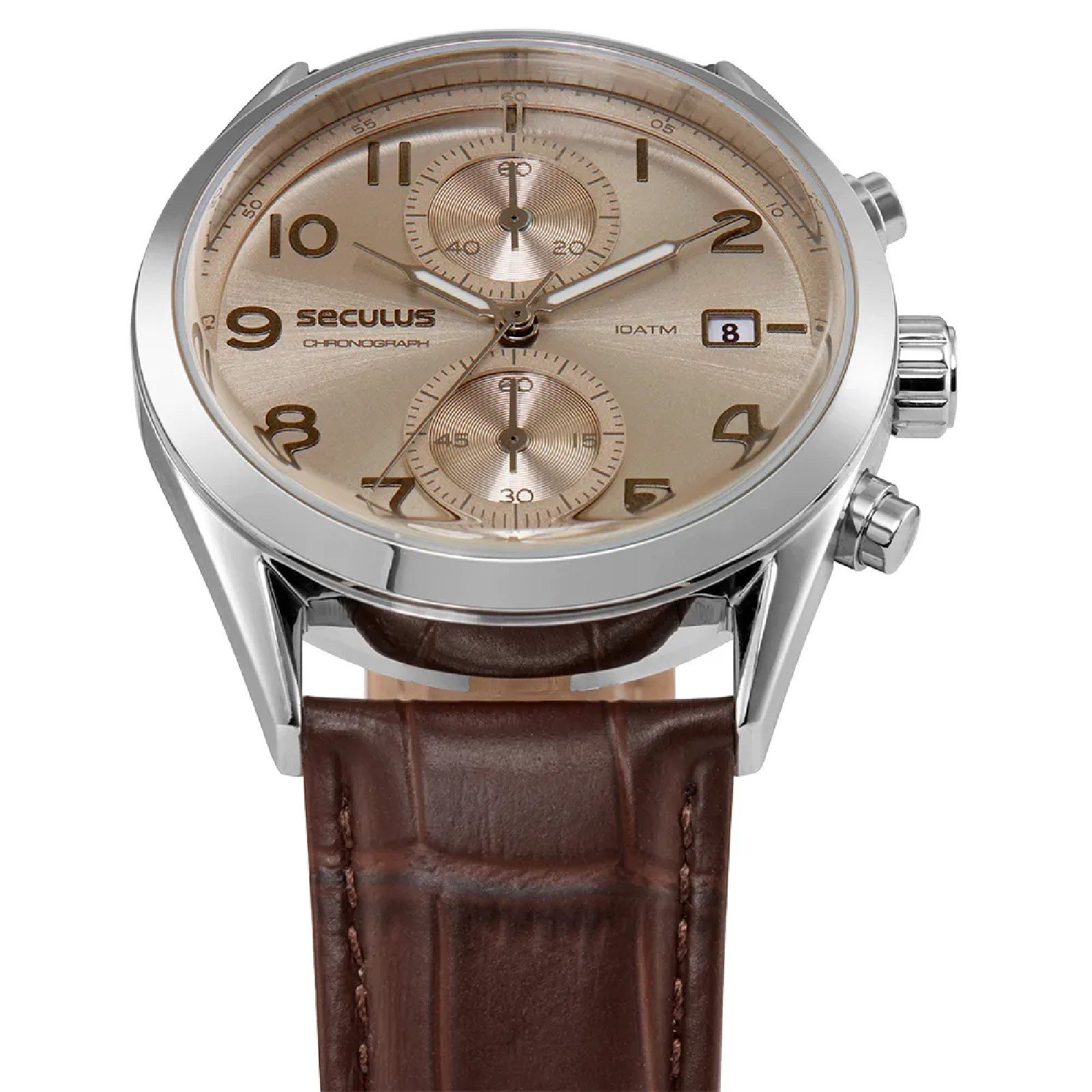 Relógio Seculus Clássico 77338G0SVNC1 Couro Crocodilo Marrom Marrom 2