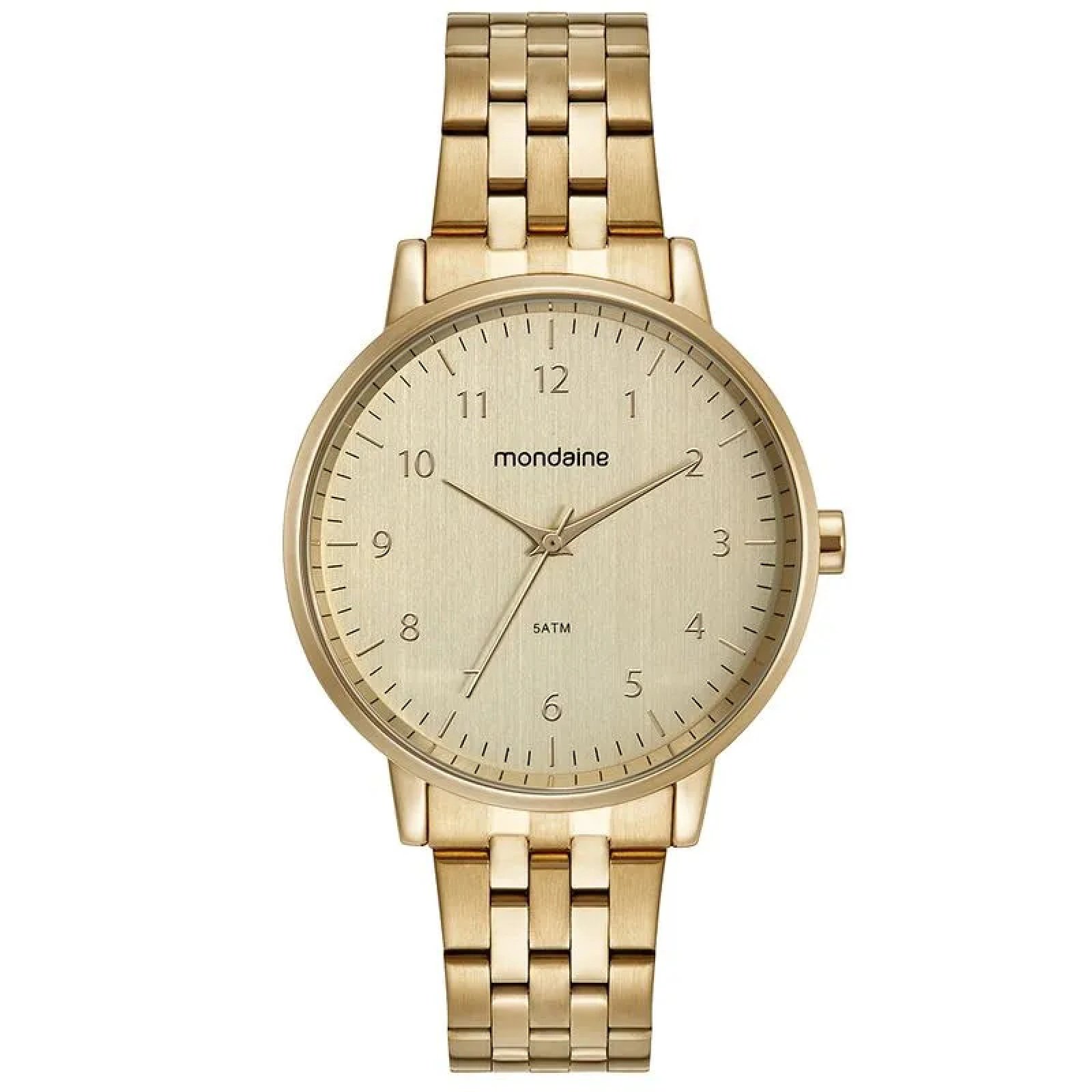 Kit Relógio Mondaine Dourado com Colar e Brincos 32596LPMKDE1K1