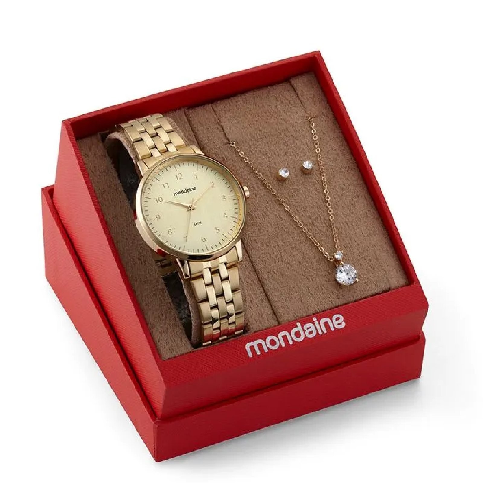 Kit Relógio Mondaine Dourado com Colar e Brincos 32596LPMKDE1K1 Dourado 2