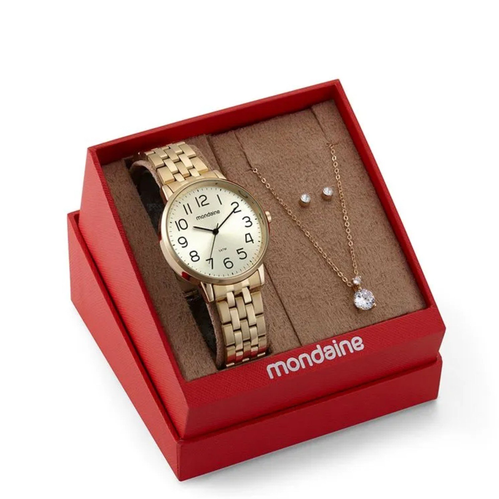 Kit Relógio Mondaine Dourado com Colar e Brincos 32599LPMKDE1K1 Dourado 2