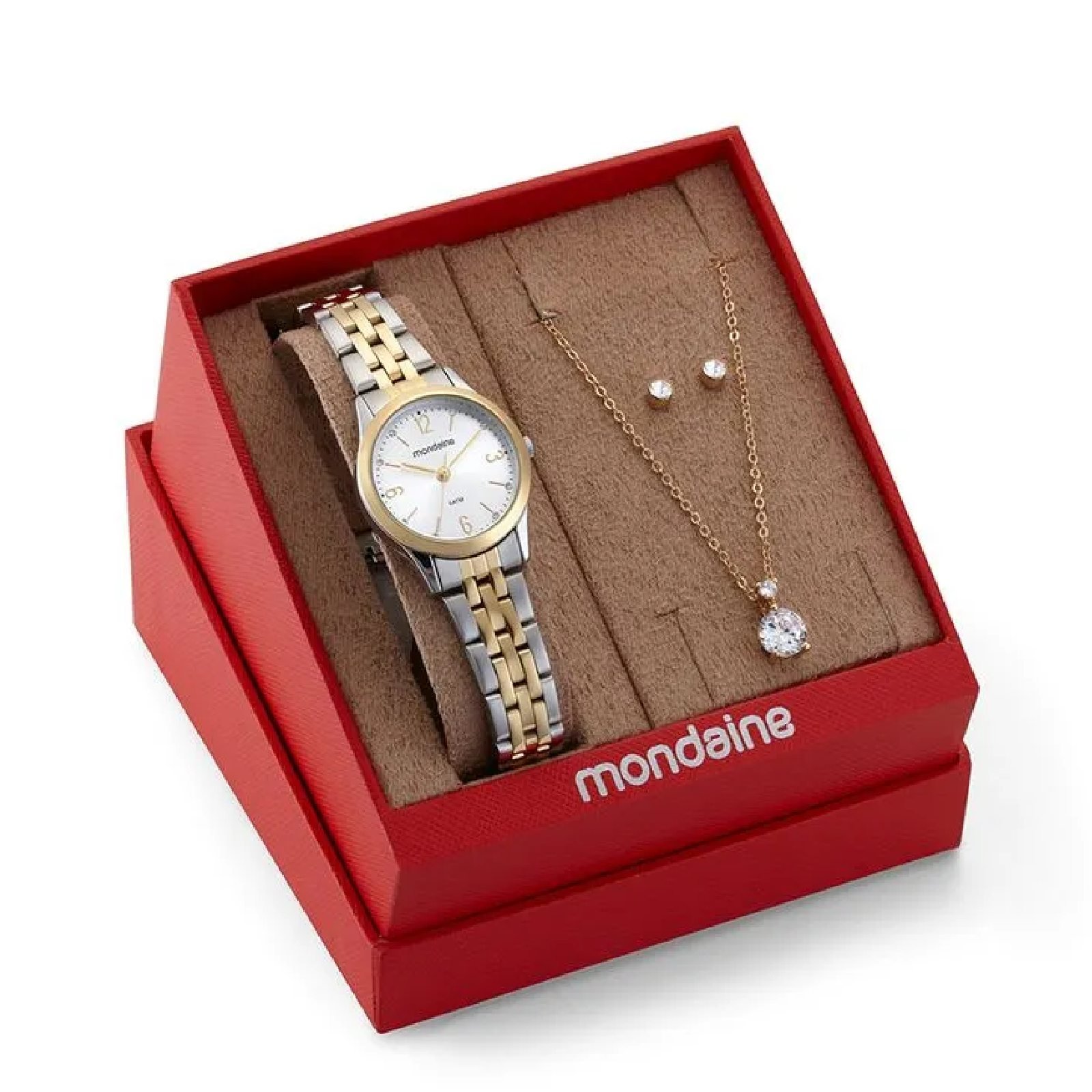 Kit Relógio Mondaine Bicolor com Colar e Brincos 32720LPMKBE3K1 Prata 4