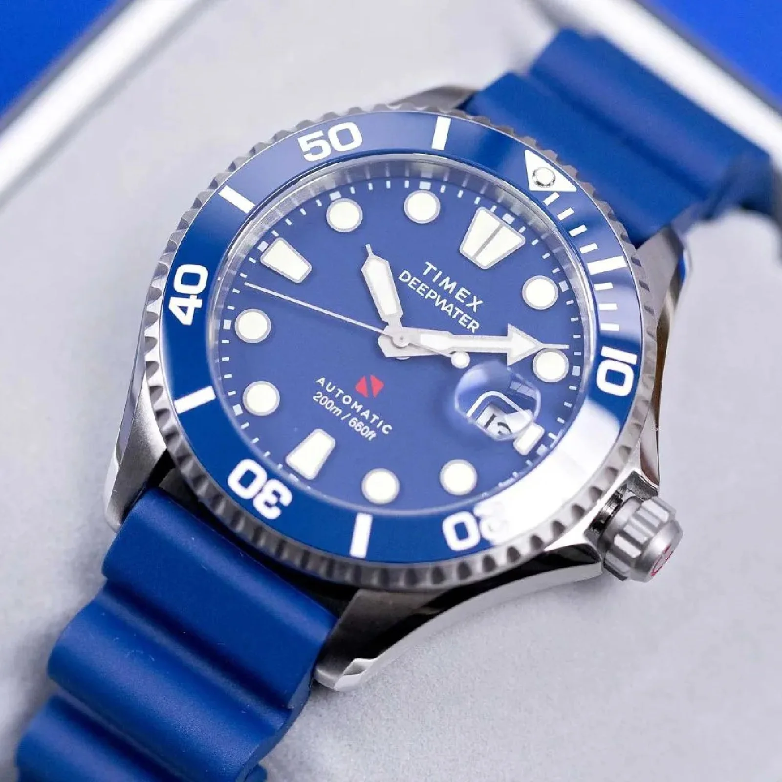 Relógio Timex Automático Deepwater Meridian TW2Y39900 Azul Prata 3