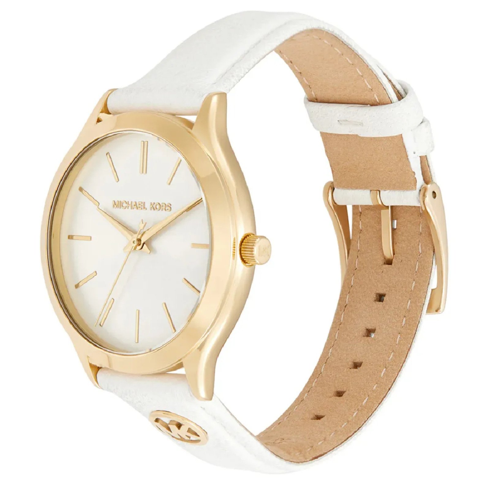 Relógio Michael Kors Slim Runway MK7544/0BN Branco Dourado 3