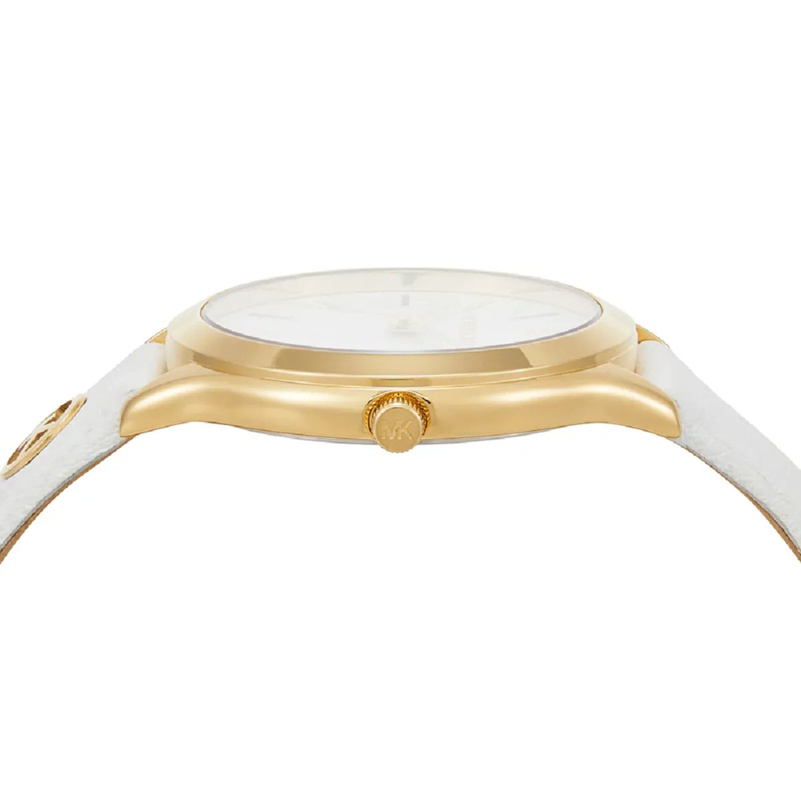 Relógio Michael Kors Slim Runway MK7544/0BN Branco Dourado 10