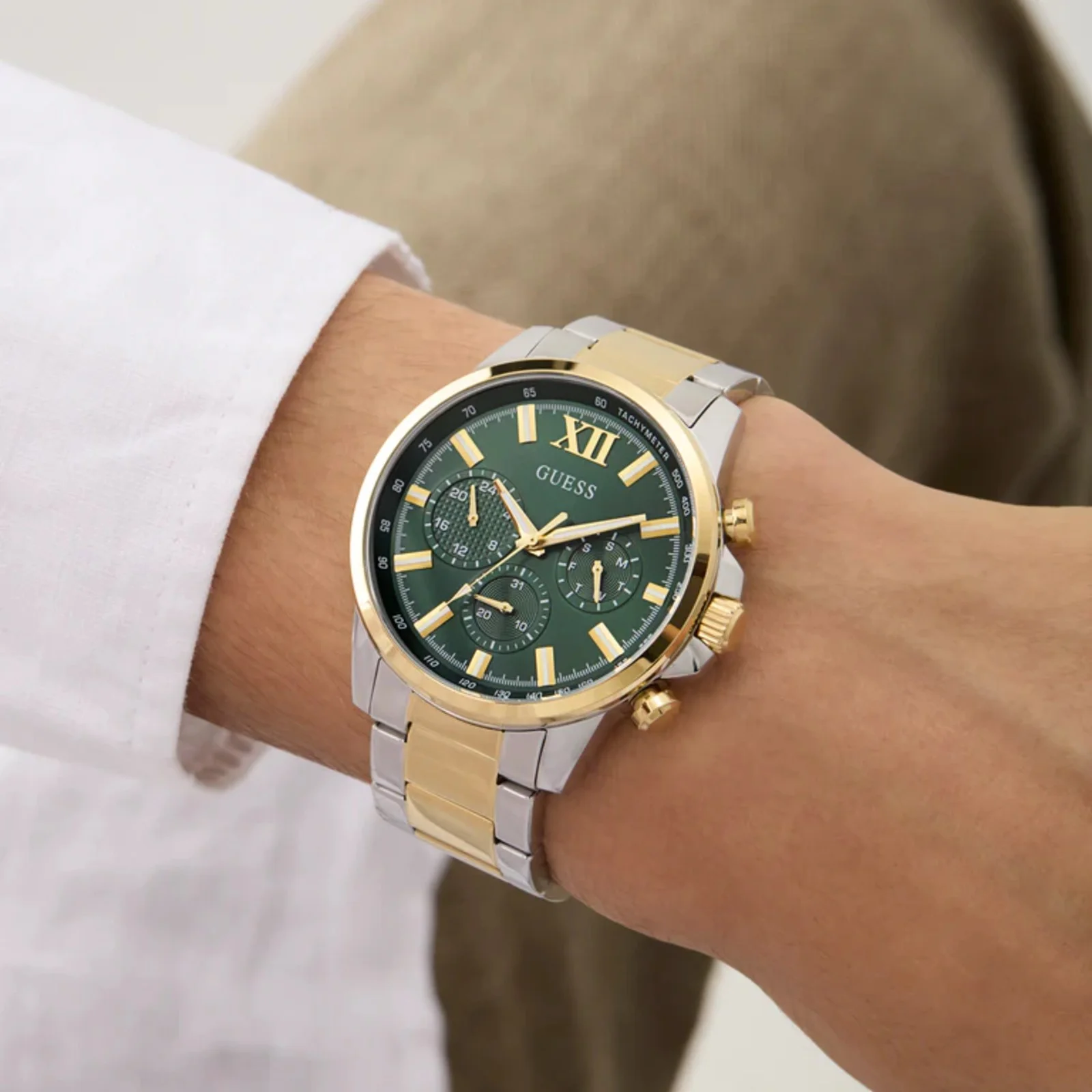 Relógio Guess Masculino Multifunção GW0900G5 Bicolor Dourado/Prata 2