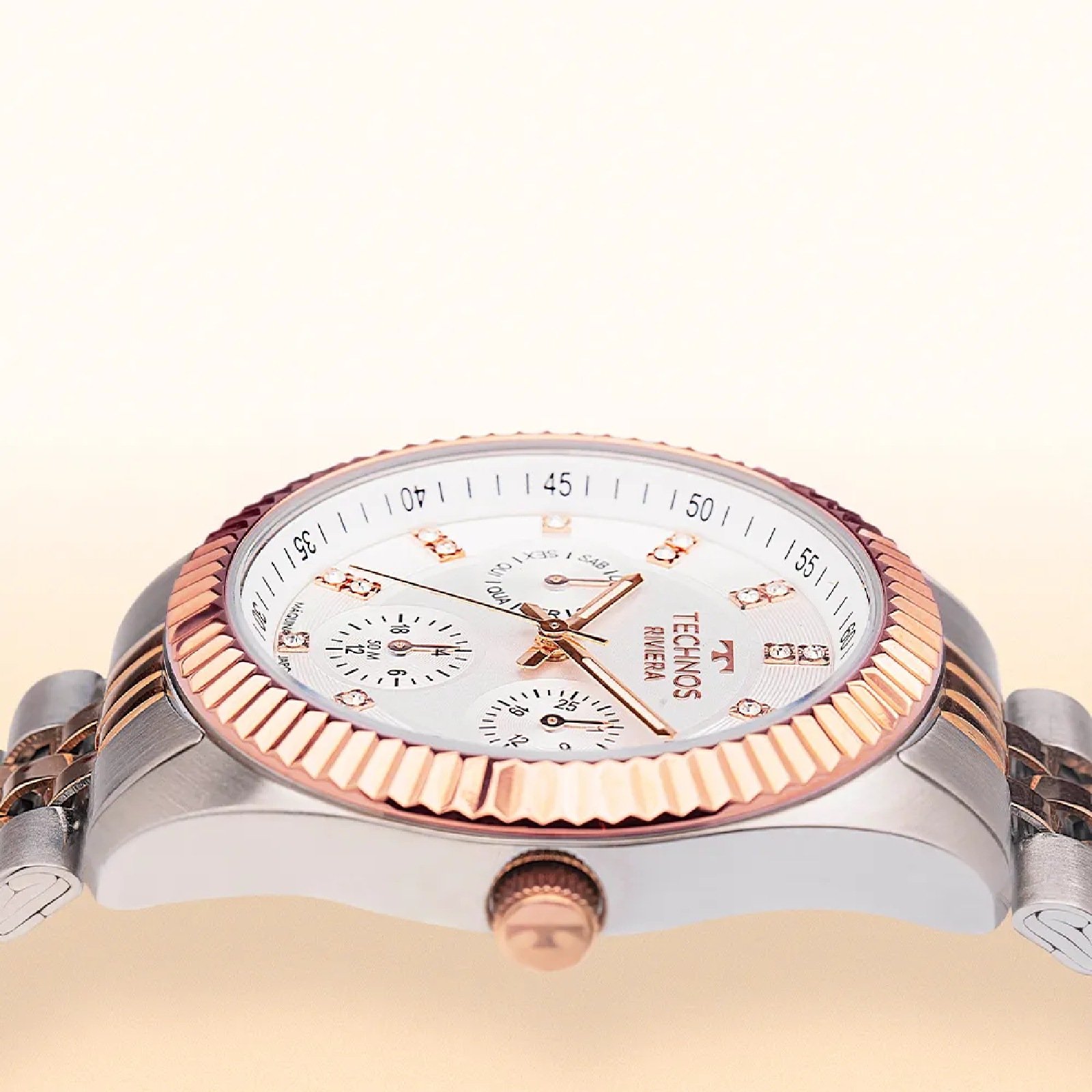 Relógio Technos Feminino Riviera 6P79BX/1K Bicolor Prata/Dourado 3