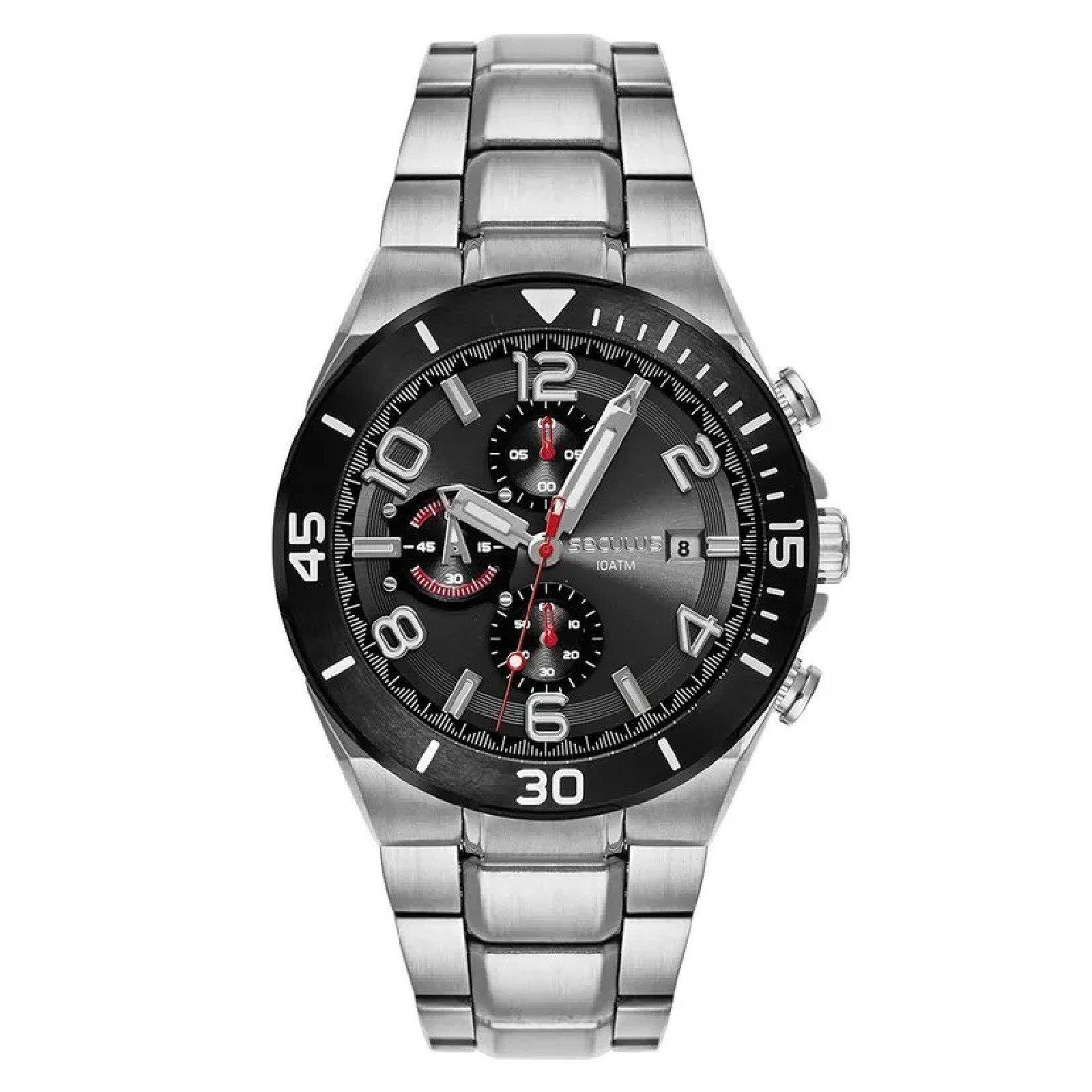 Relógio Seculus Cronógrafo 77340GPSVCA1 44mm Aço Inox