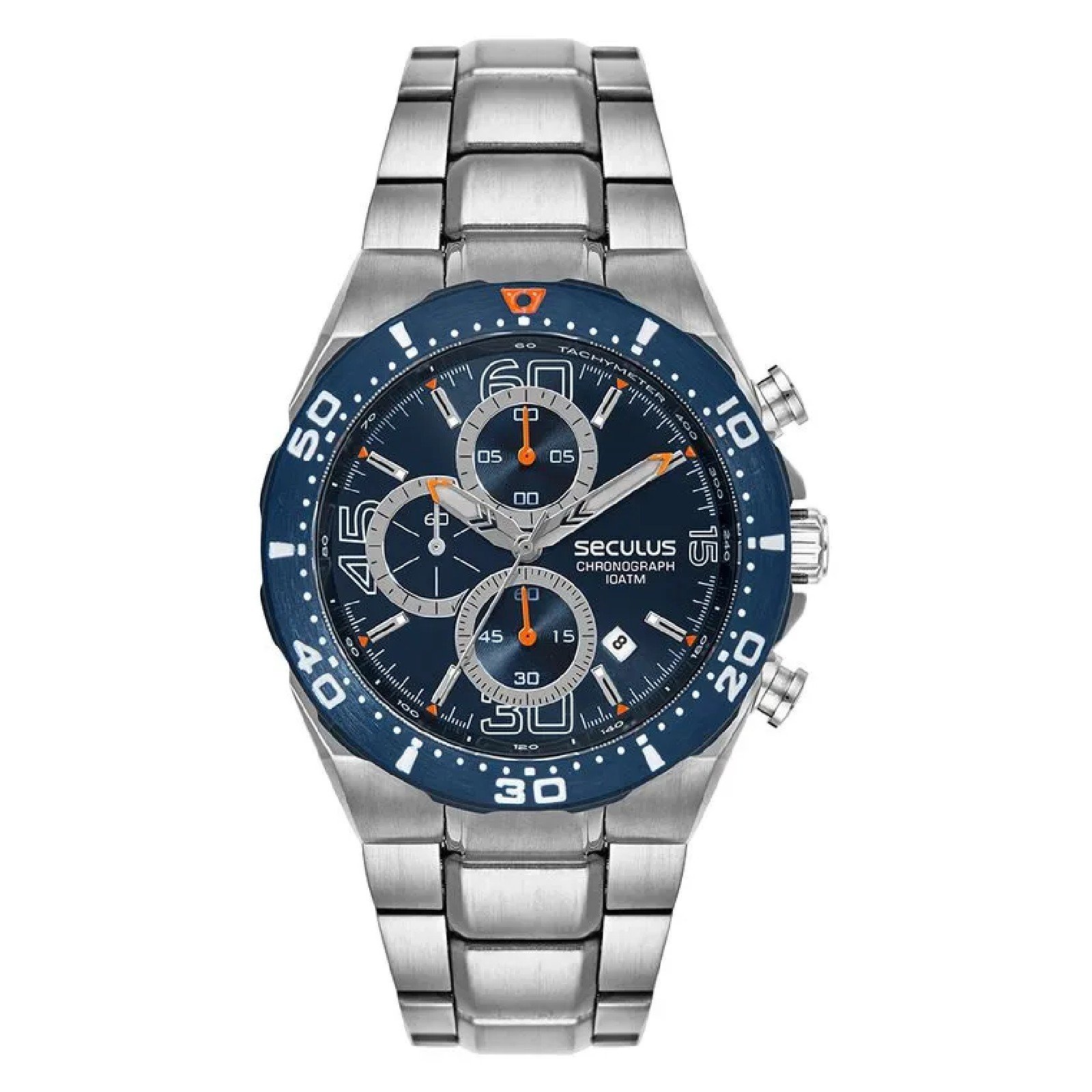 Relógio Seculus Cronógrafo 77351GPSVOA2 44mm Aço Inox