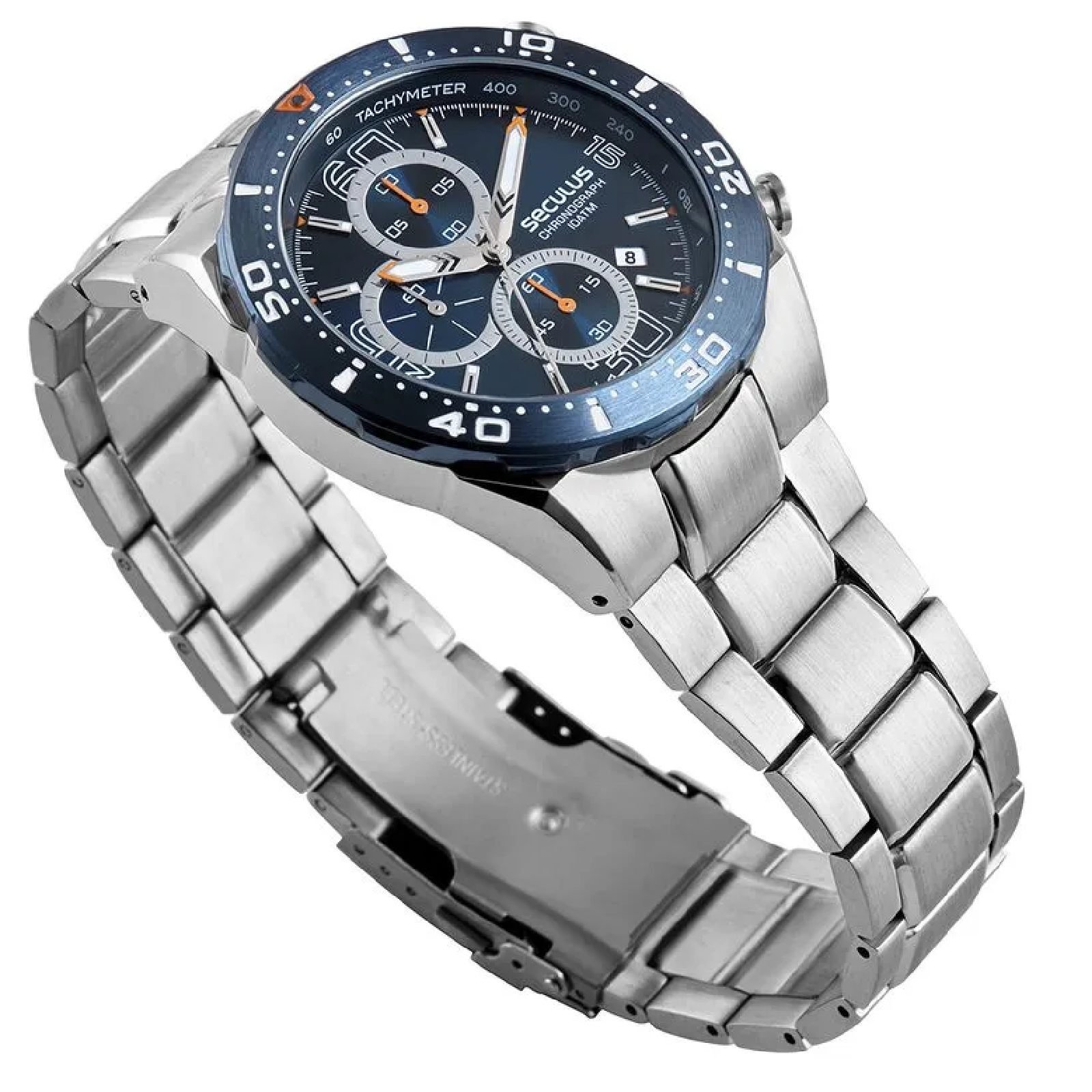 Relógio Seculus Cronógrafo 77351GPSVOA2 44mm Aço Inox Prata 2