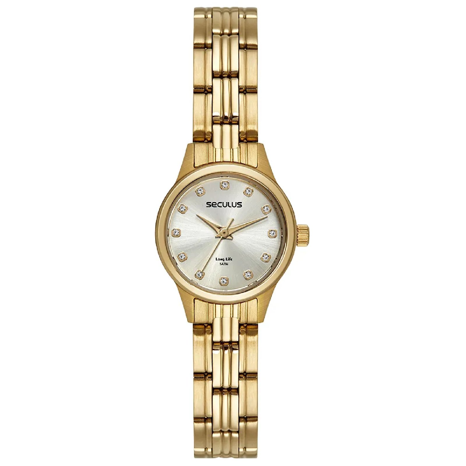 Relógio Seculus 44194LPSVDA1 Feminino 22mm Aço Inox com Bolsa Dourado 3