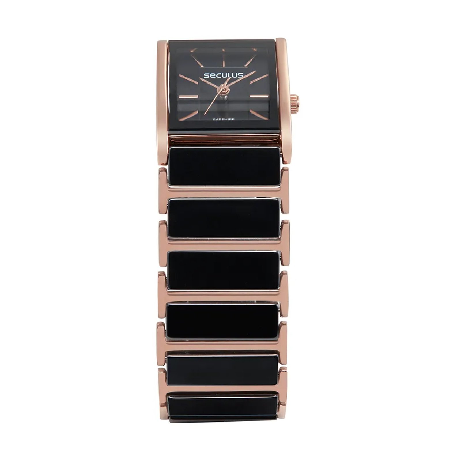 Relógio Seculus 77230LPSVRQ2 Feminino 23mm Cerâmica Preto/Dourado 3