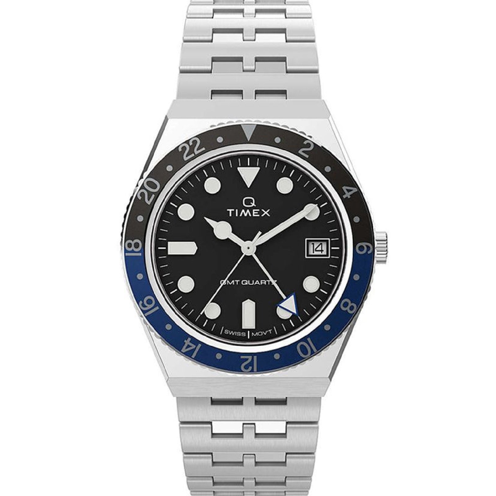 Relógio Timex Q GMT TW2V38100 Masculino 38mm Aço Inox