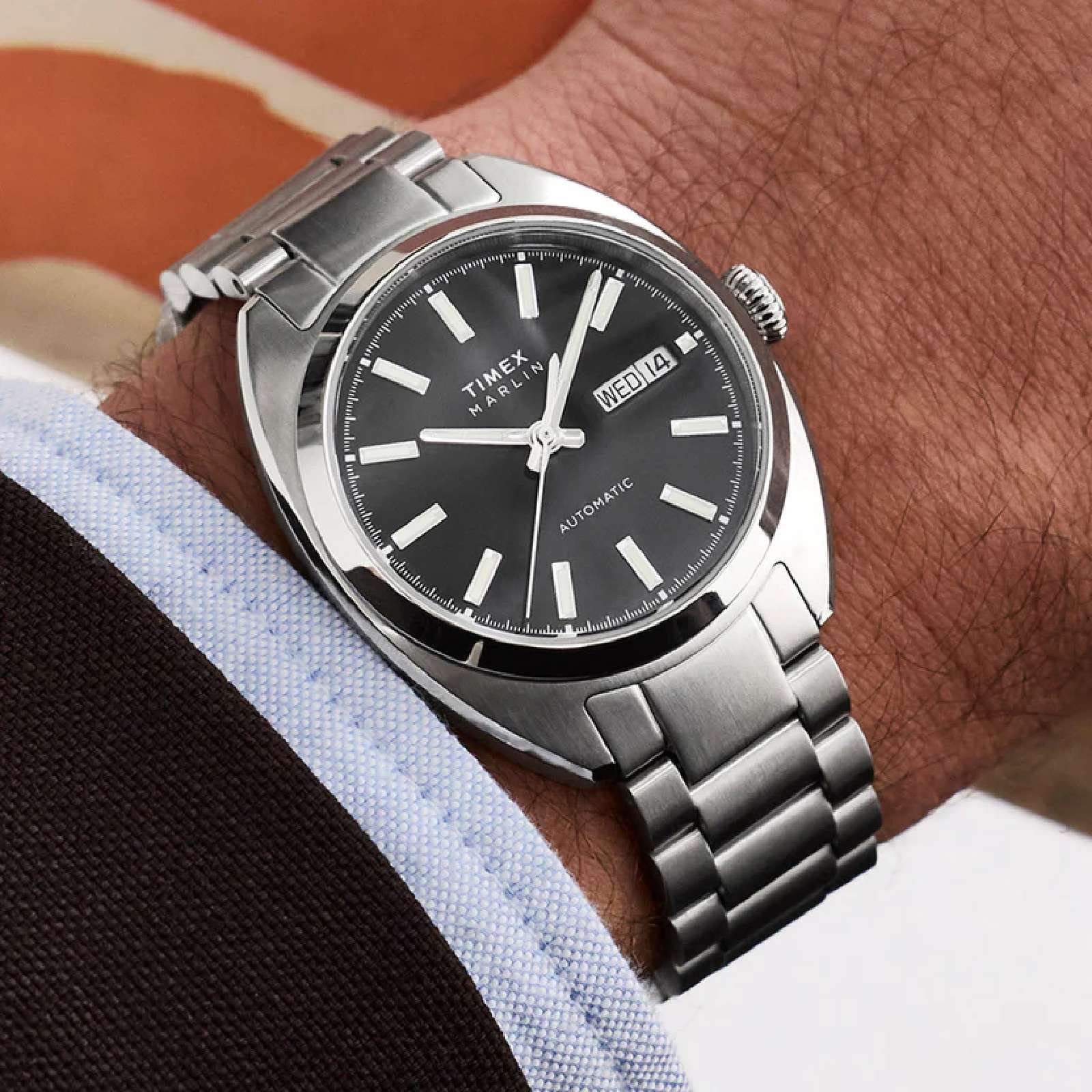 Relógio Timex Marlin Draper Automatic TW2Y65000 Masculino 37mm Aço Inox