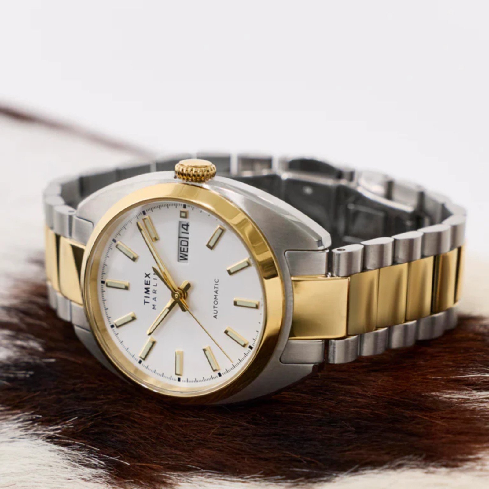 Relógio Timex Marlin Draper Automatic TW2Y65100 Masculino 37mm Aço Inox Prata/Dourado 2