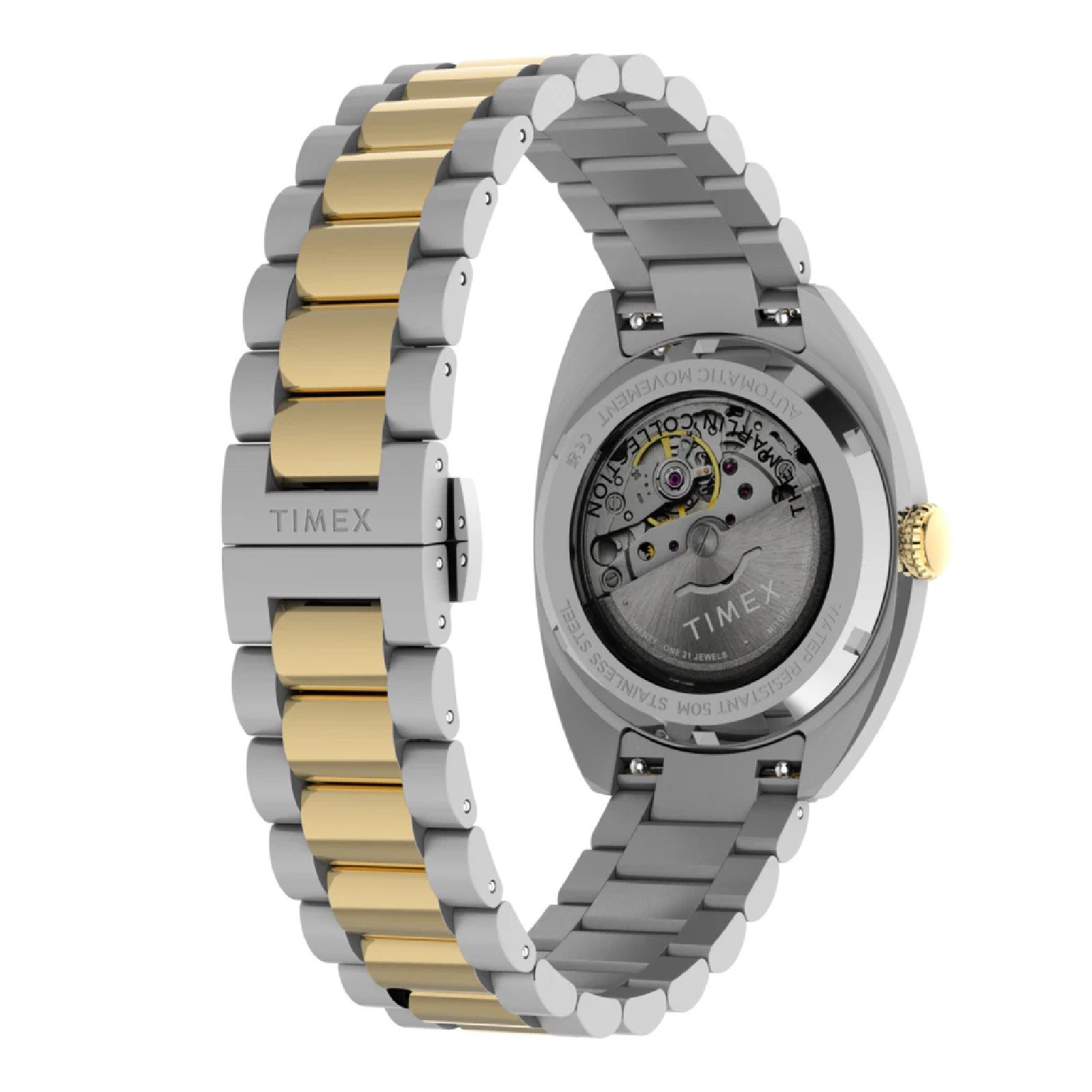 Relógio Timex Marlin Draper Automatic TW2Y65100 Masculino 37mm Aço Inox Prata/Dourado 7
