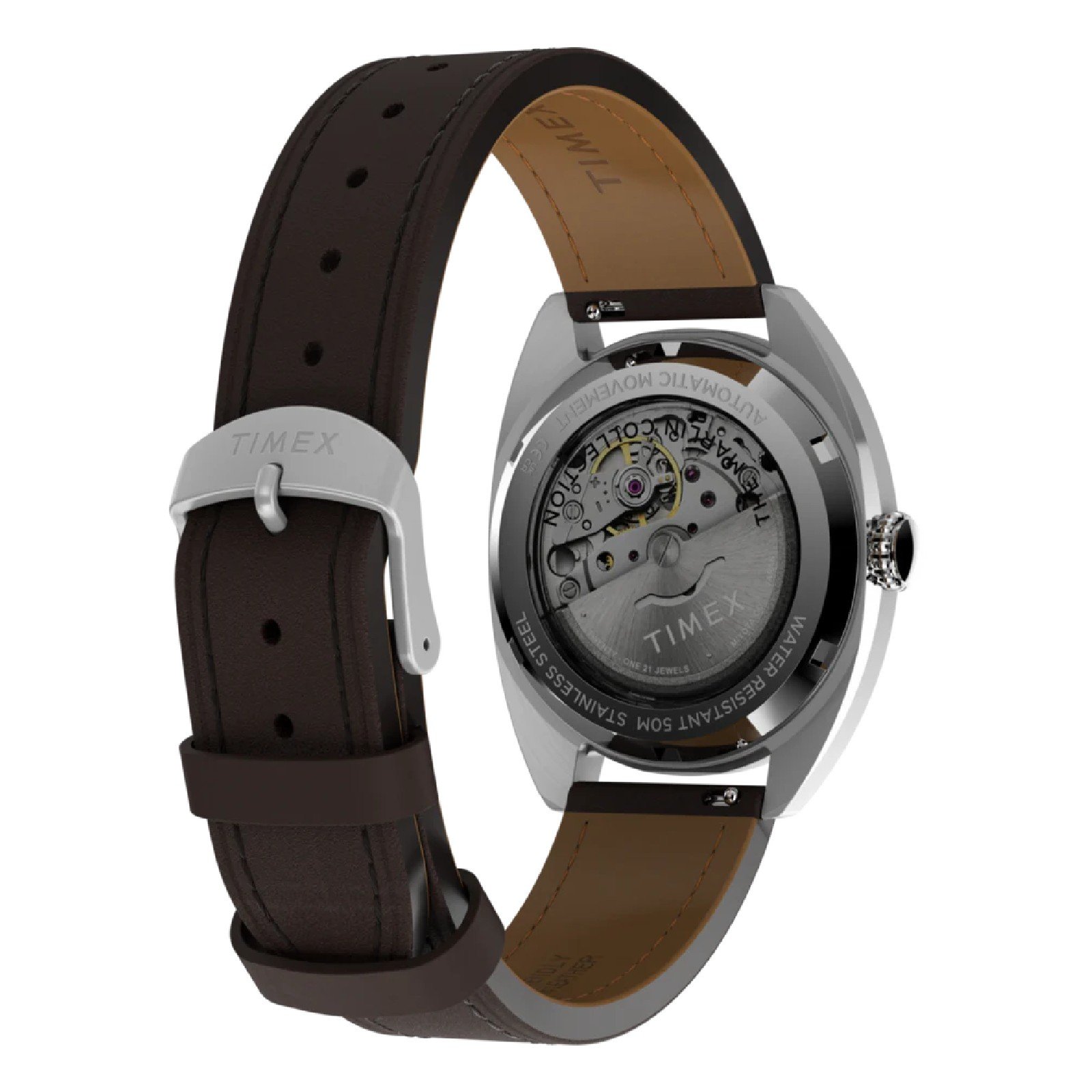Relógio Timex Marlin Draper Automatic TW2Y65200 Masculino 37mm Couro Prata 4