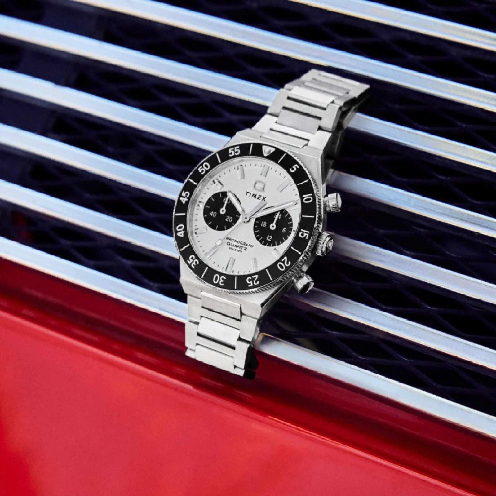 Relógio Timex Q Continental Chronograph TW2Y55800 Masculino 40mm Aço Inox Prata 3
