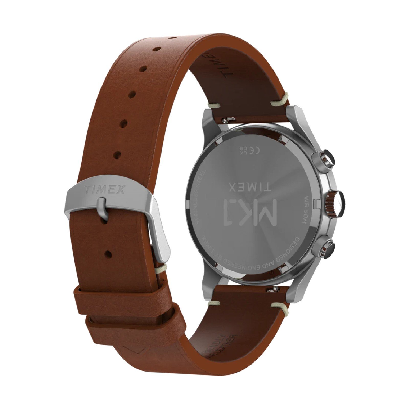 Relógio Timex MK1 Chronograph TW2Y71100 40mm Couro Prata 5