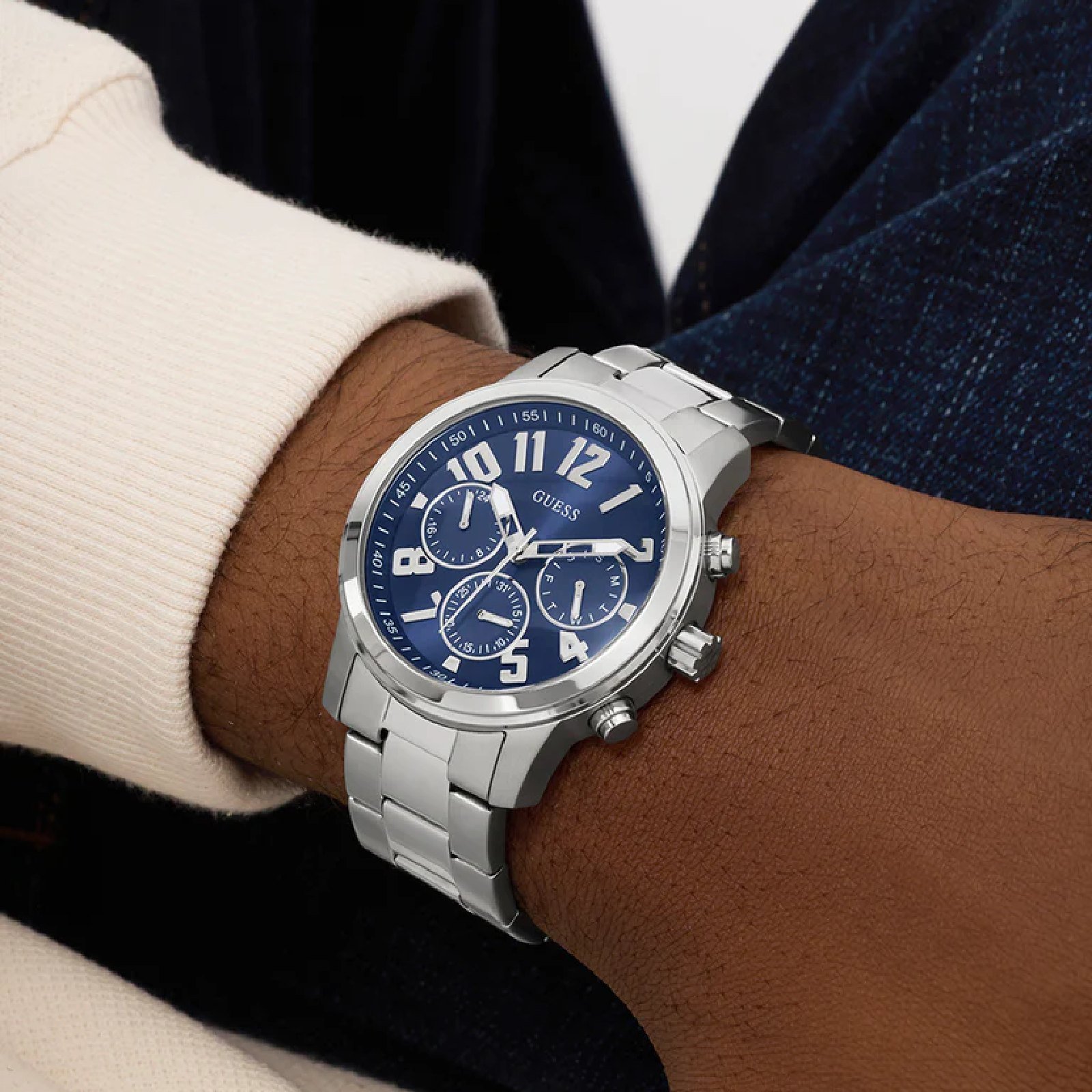 Relógio Guess GW1006G1 Masculino 44mm Aço Inox Prata 2