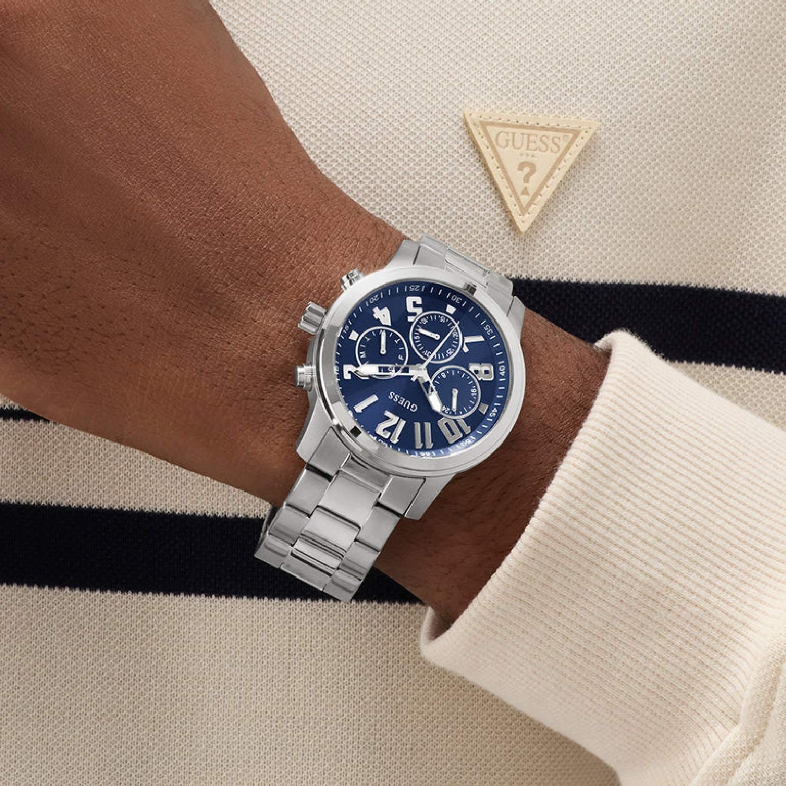 Relógio Guess GW1006G1 Masculino 44mm Aço Inox Prata 4