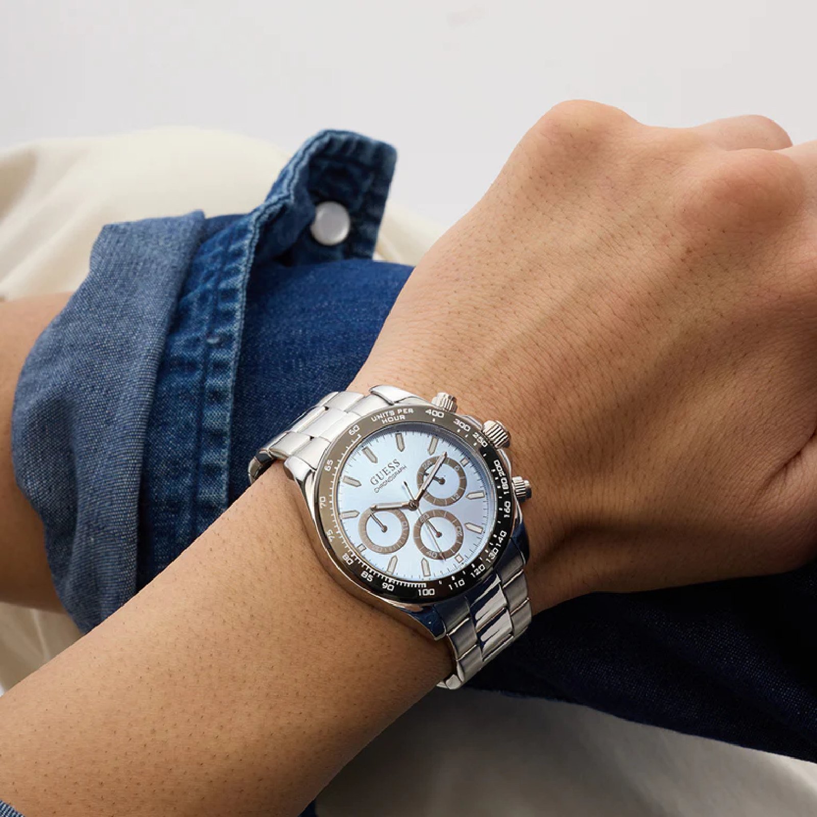 Relógio Guess GW1058G1 Masculino 42mm Aço Inox Prata 2